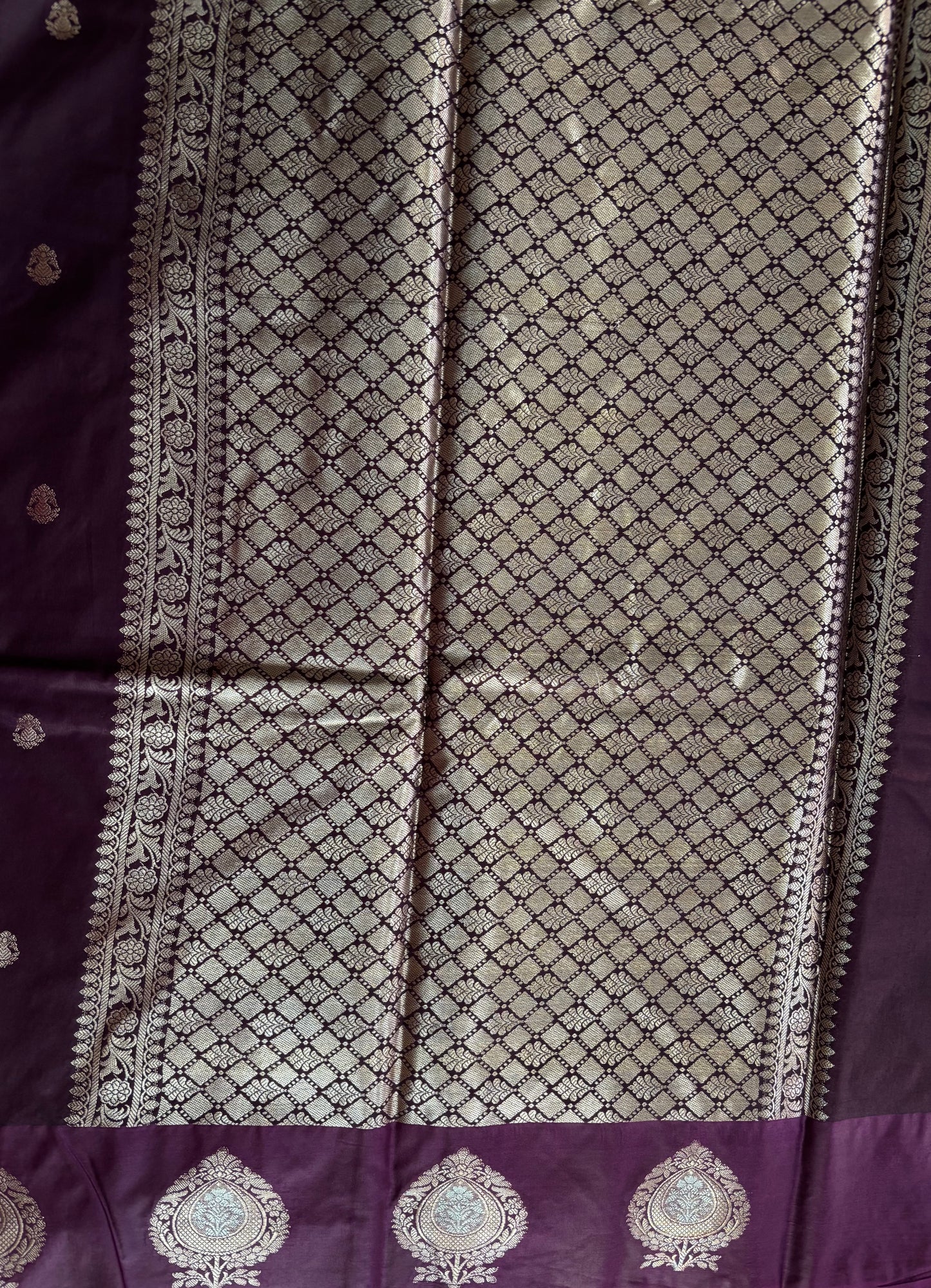 Purple Semi raw mango silk saree