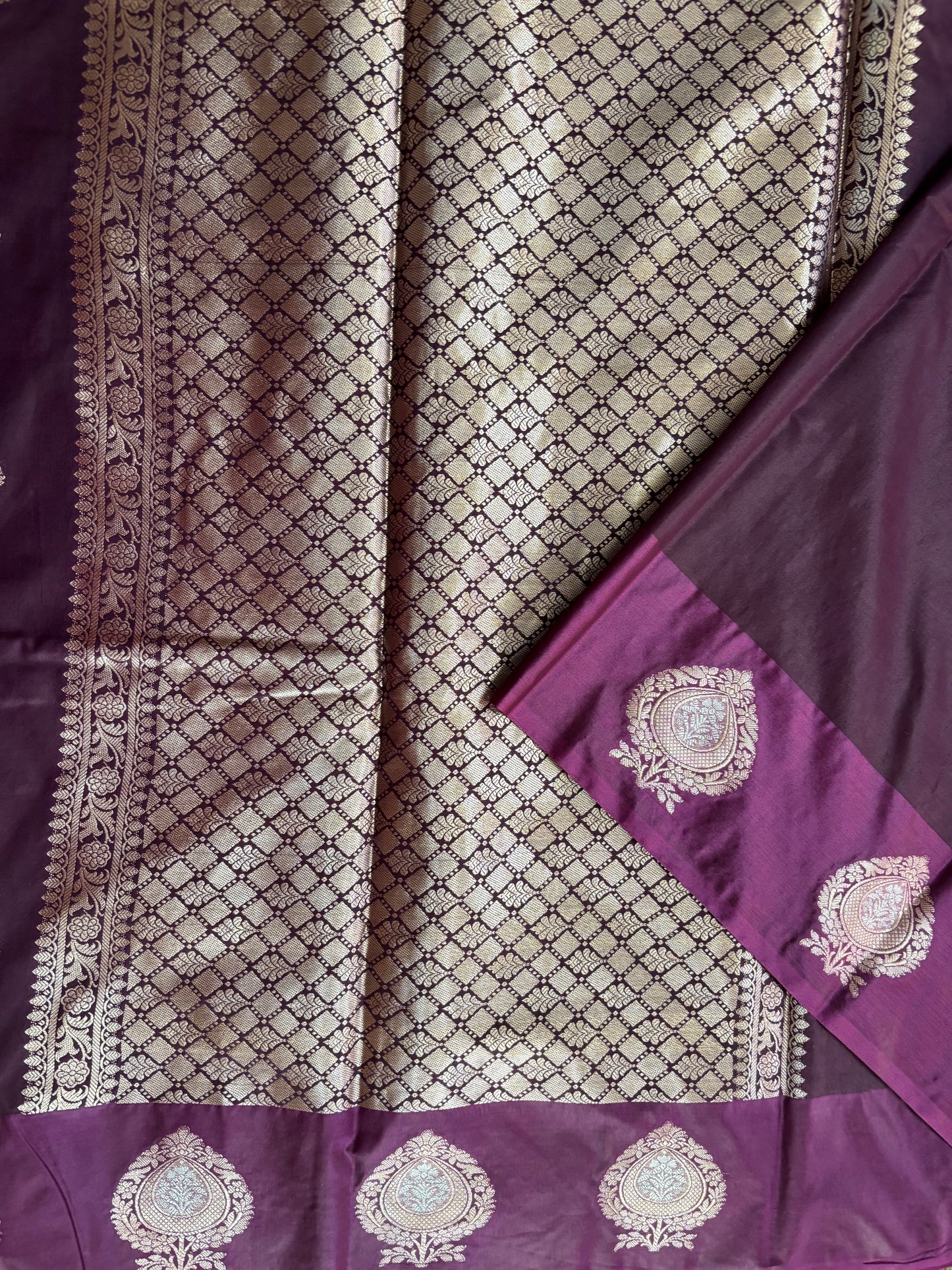 Purple Semi raw mango silk saree