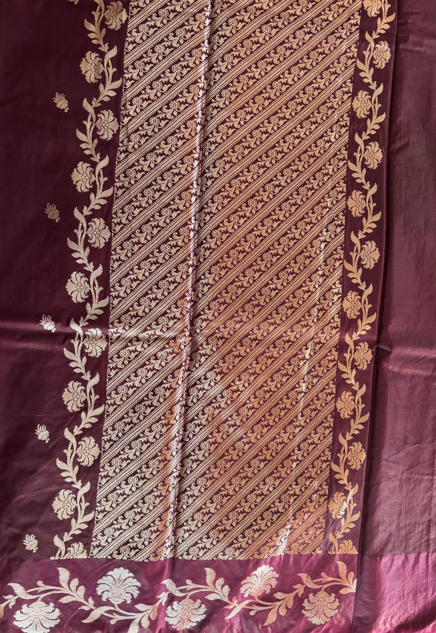 Maroon Semi raw mango silk saree