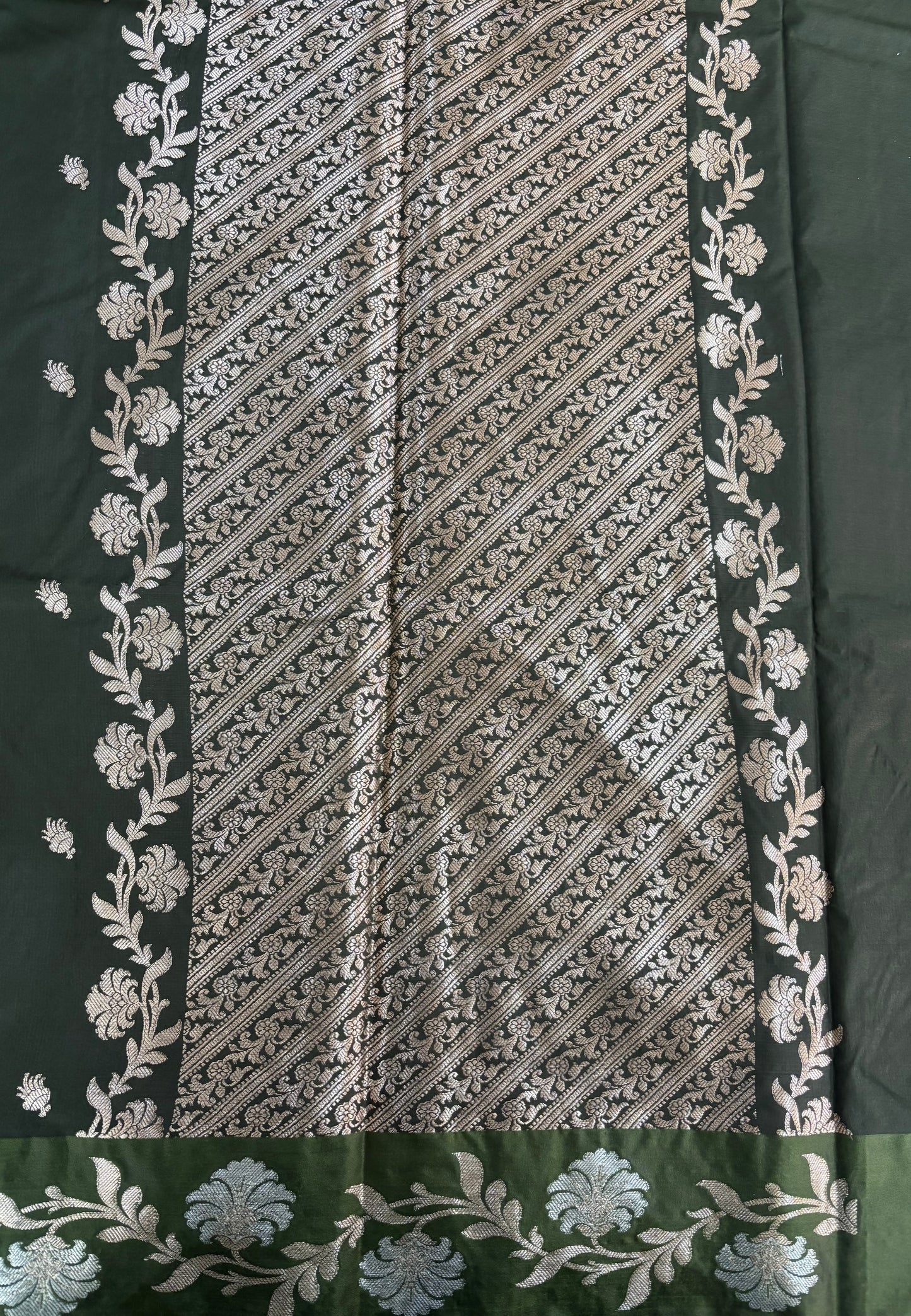 Bottle green Semi raw mango silk saree