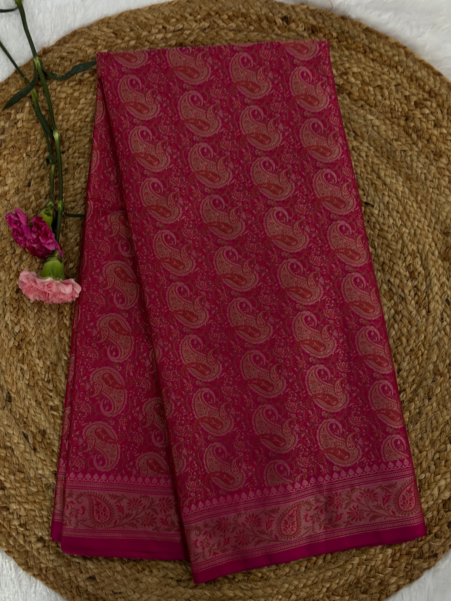 Pink Pashmina silk saree