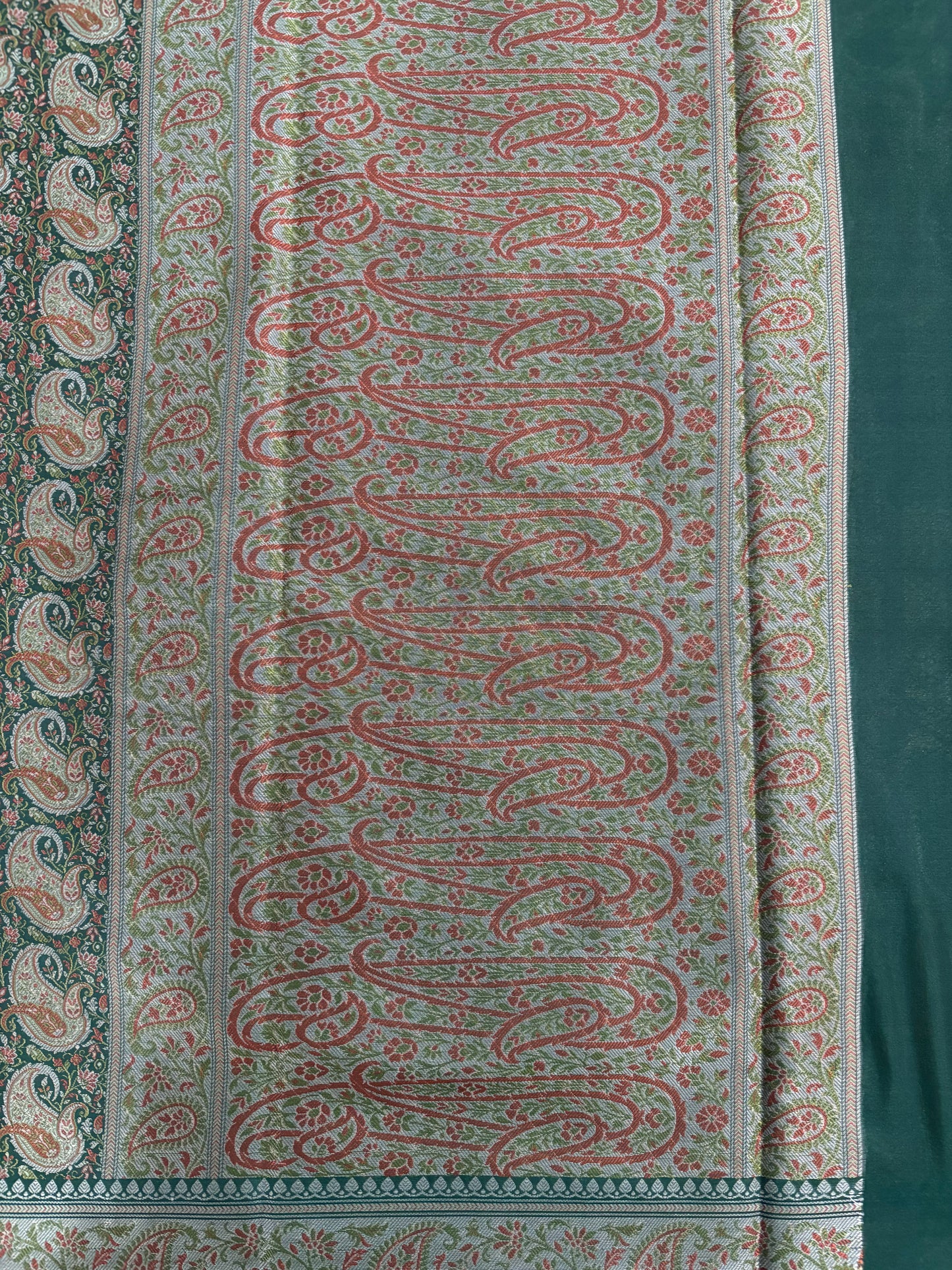 Bottle green Pashmina silk saree