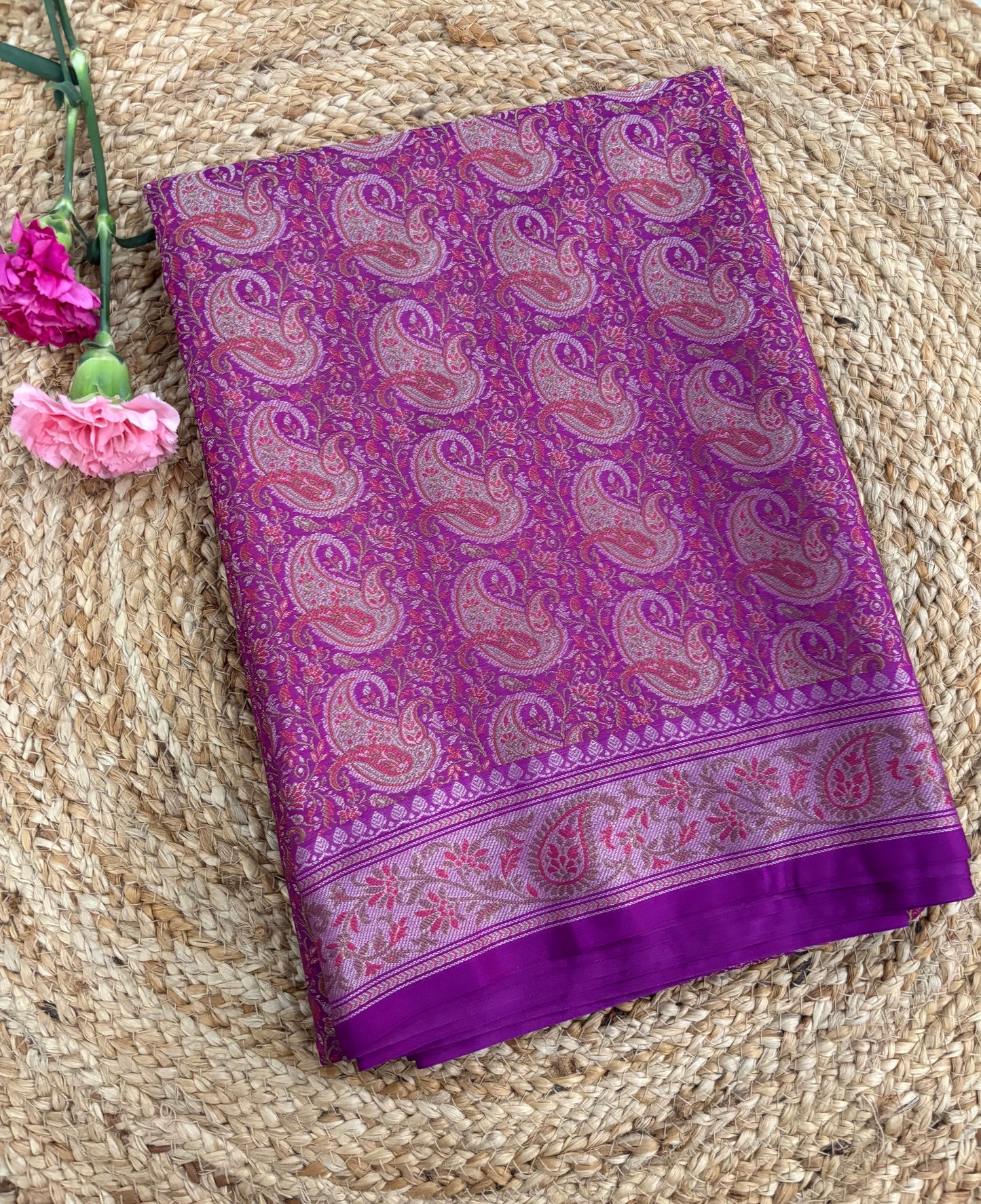 Purple Pashmina silk saree