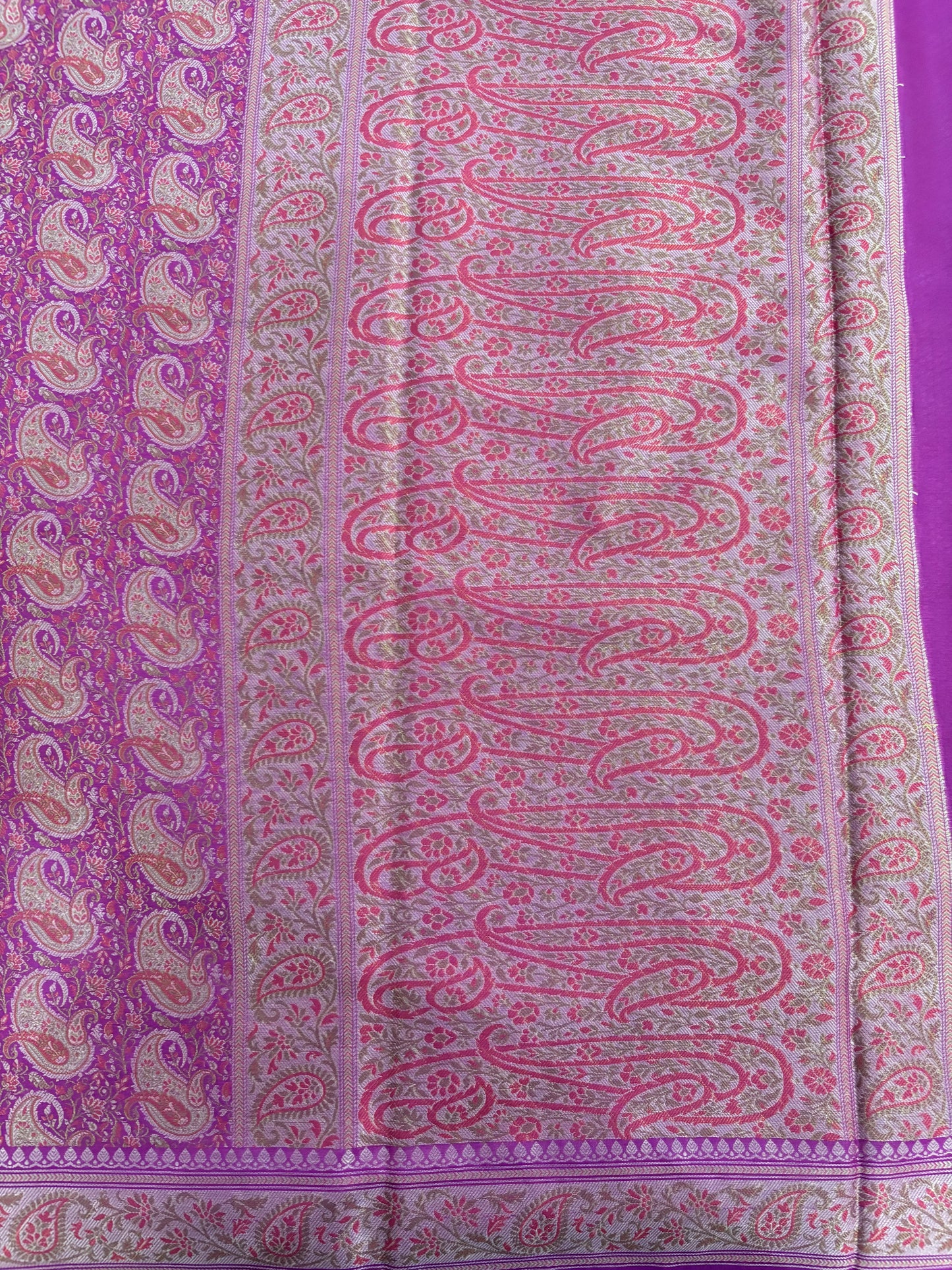 Purple Pashmina silk saree