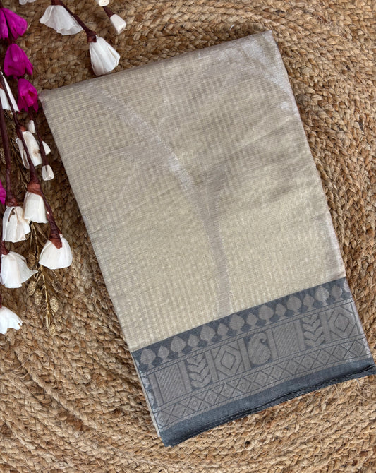 Sandal colour striped Patola tissue silk saree