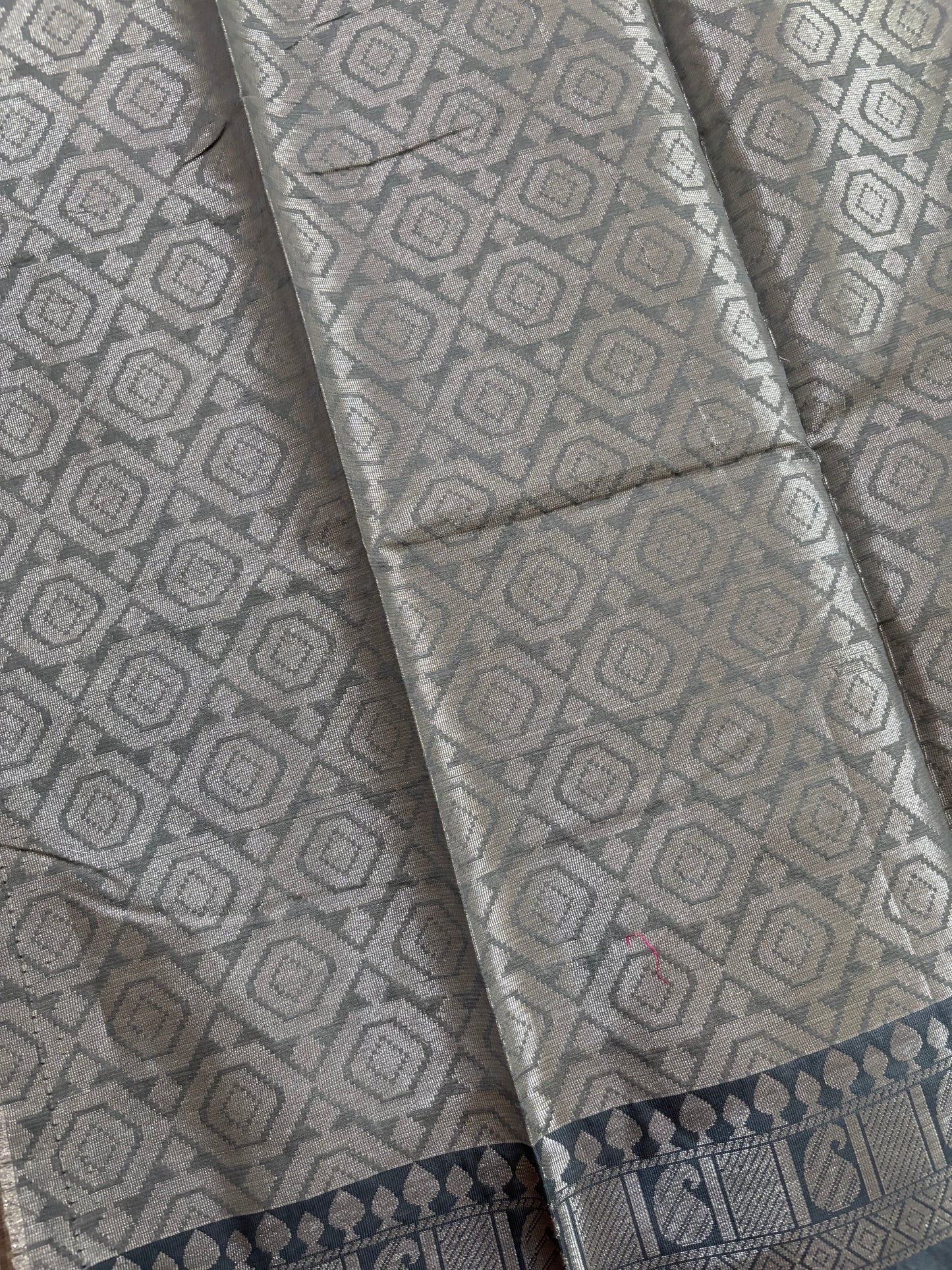 Beige striped Patola tissue silk saree