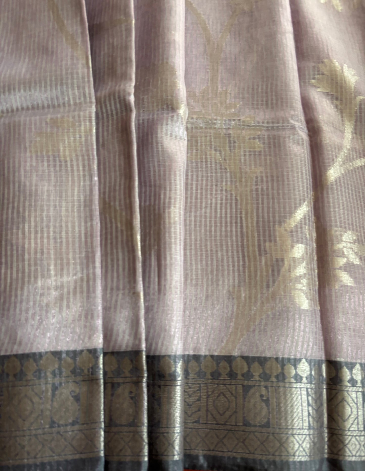 Lavender striped Patola tissue silk saree