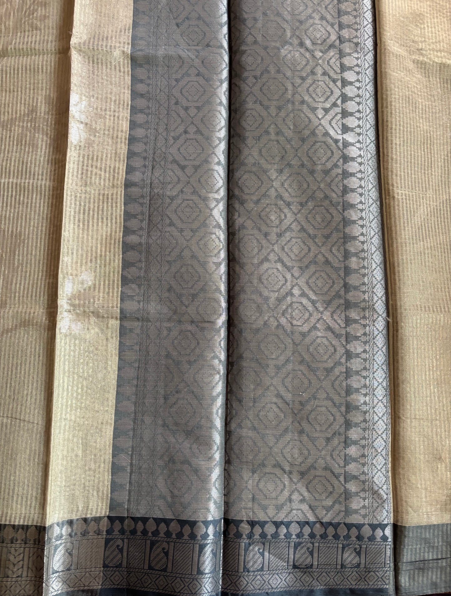 Sandal colour striped Patola tissue silk saree