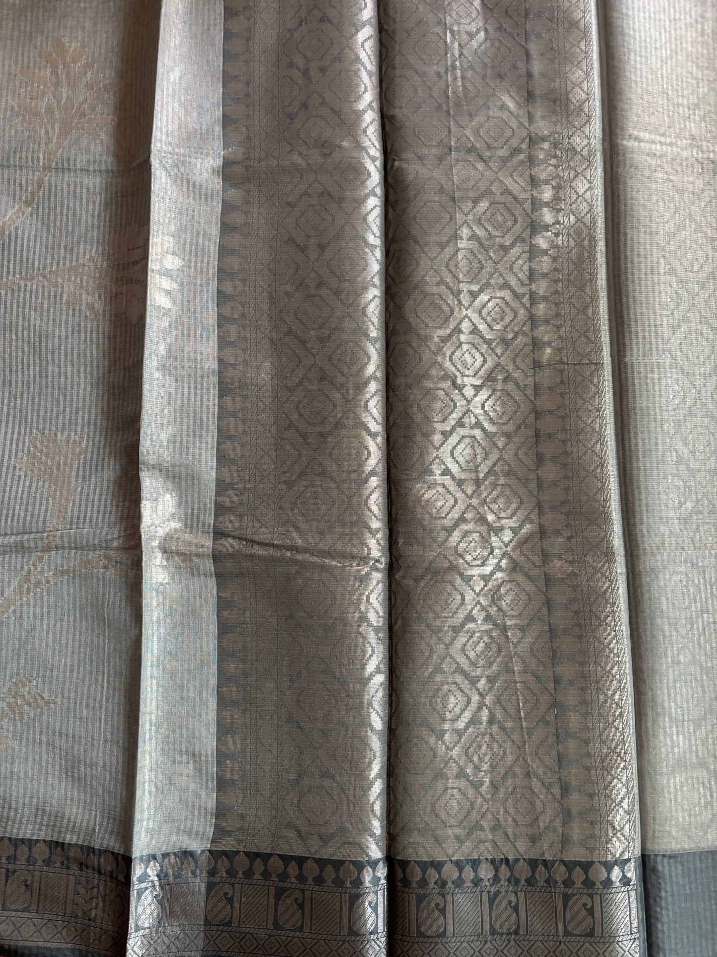 Ice blue striped Patola tissue silk saree
