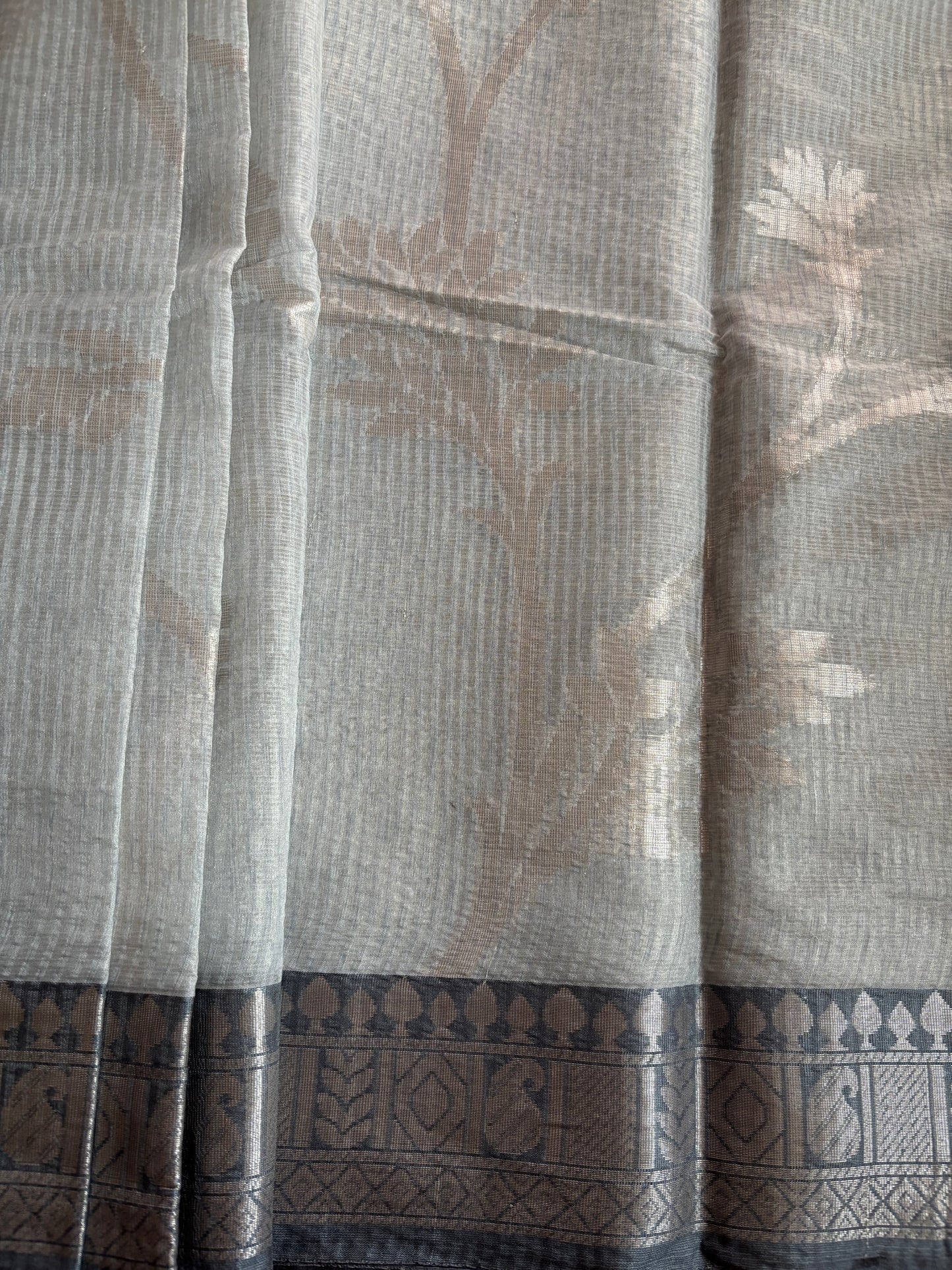 Ice blue striped Patola tissue silk saree