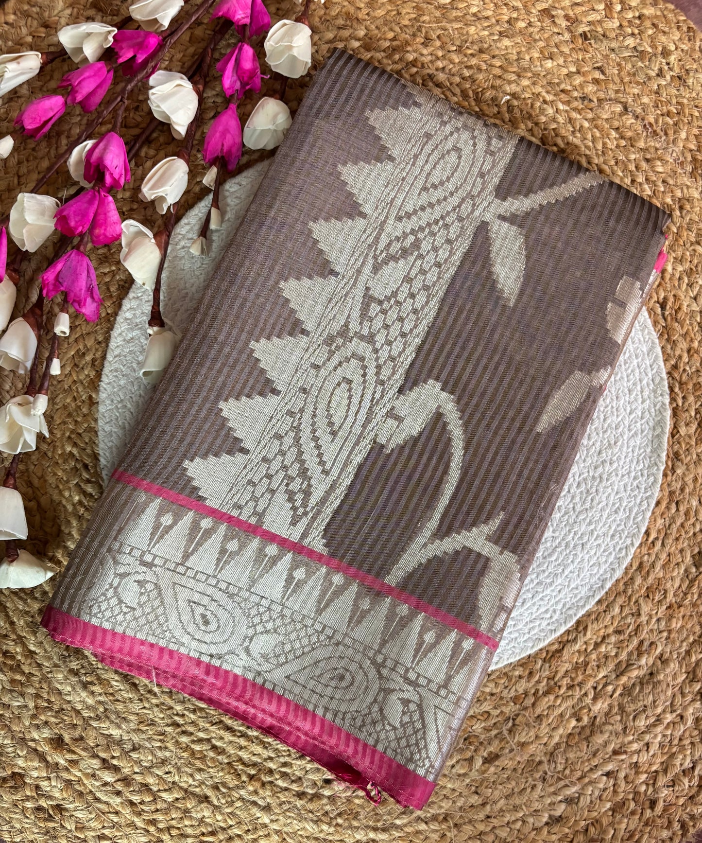Champagne tissue silk saree