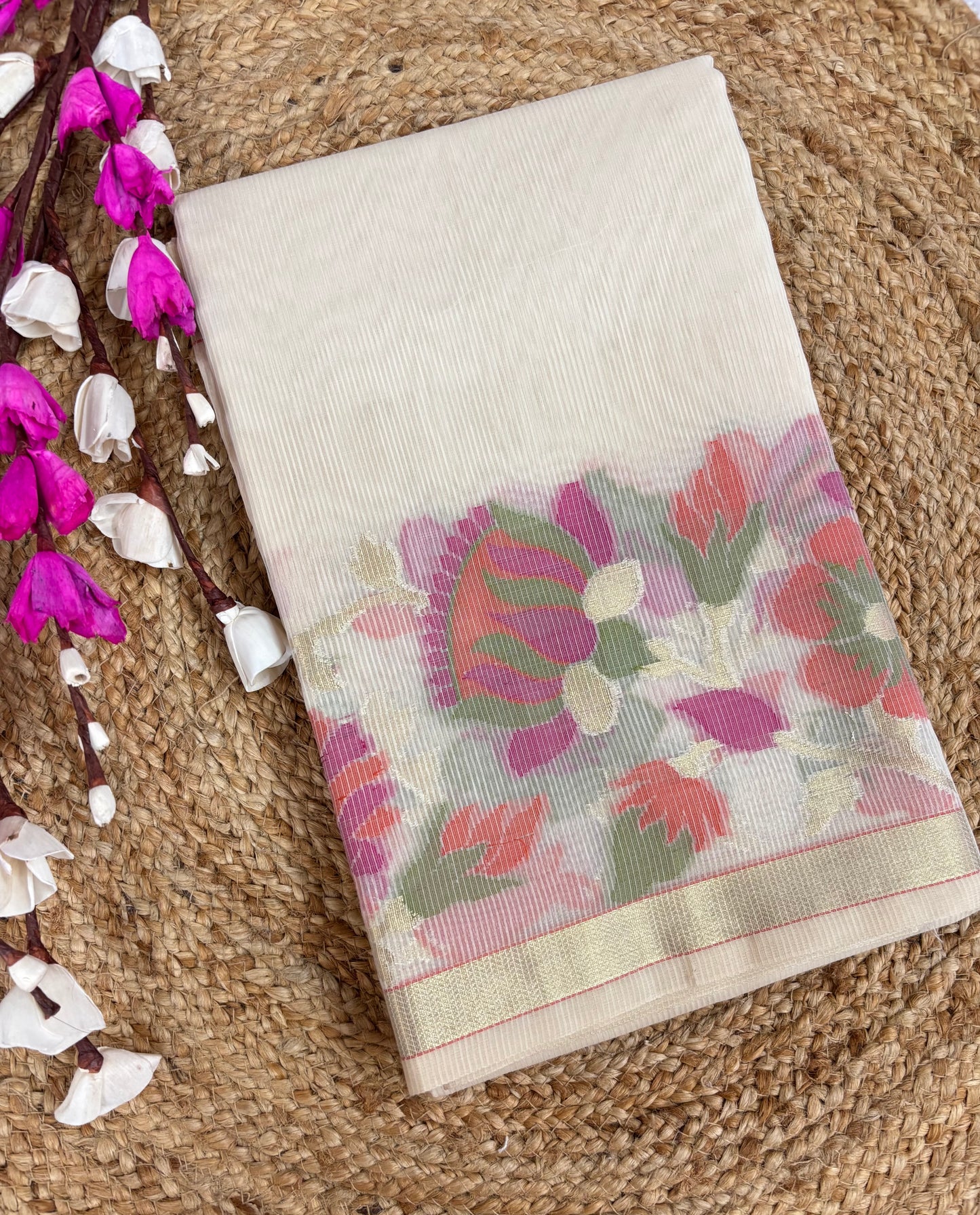 Off white Chanderi silk saree