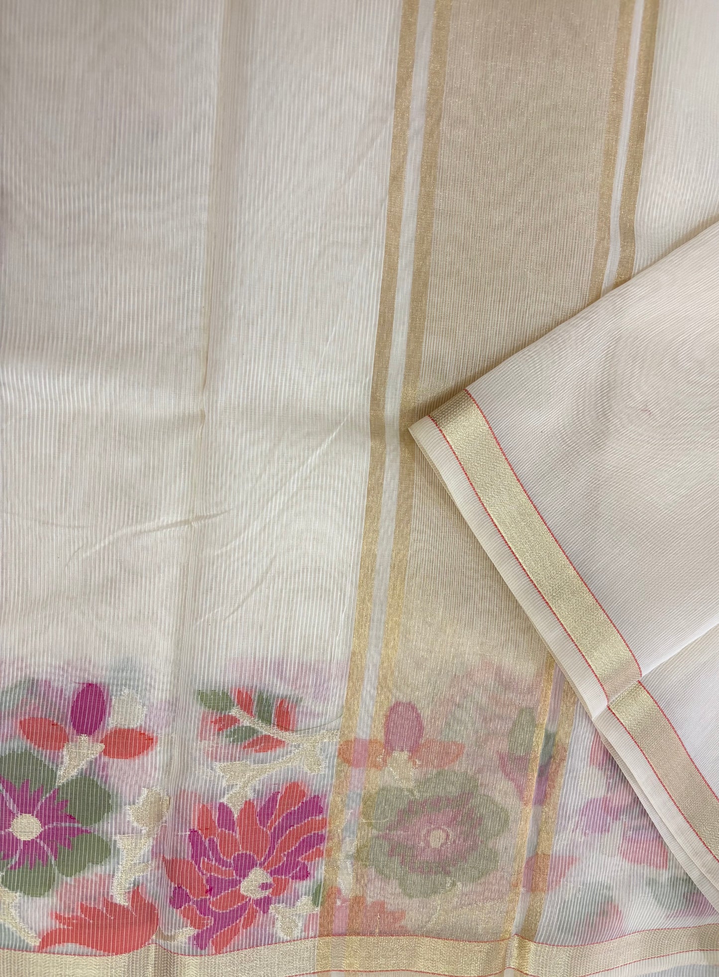 Off white Chanderi silk saree