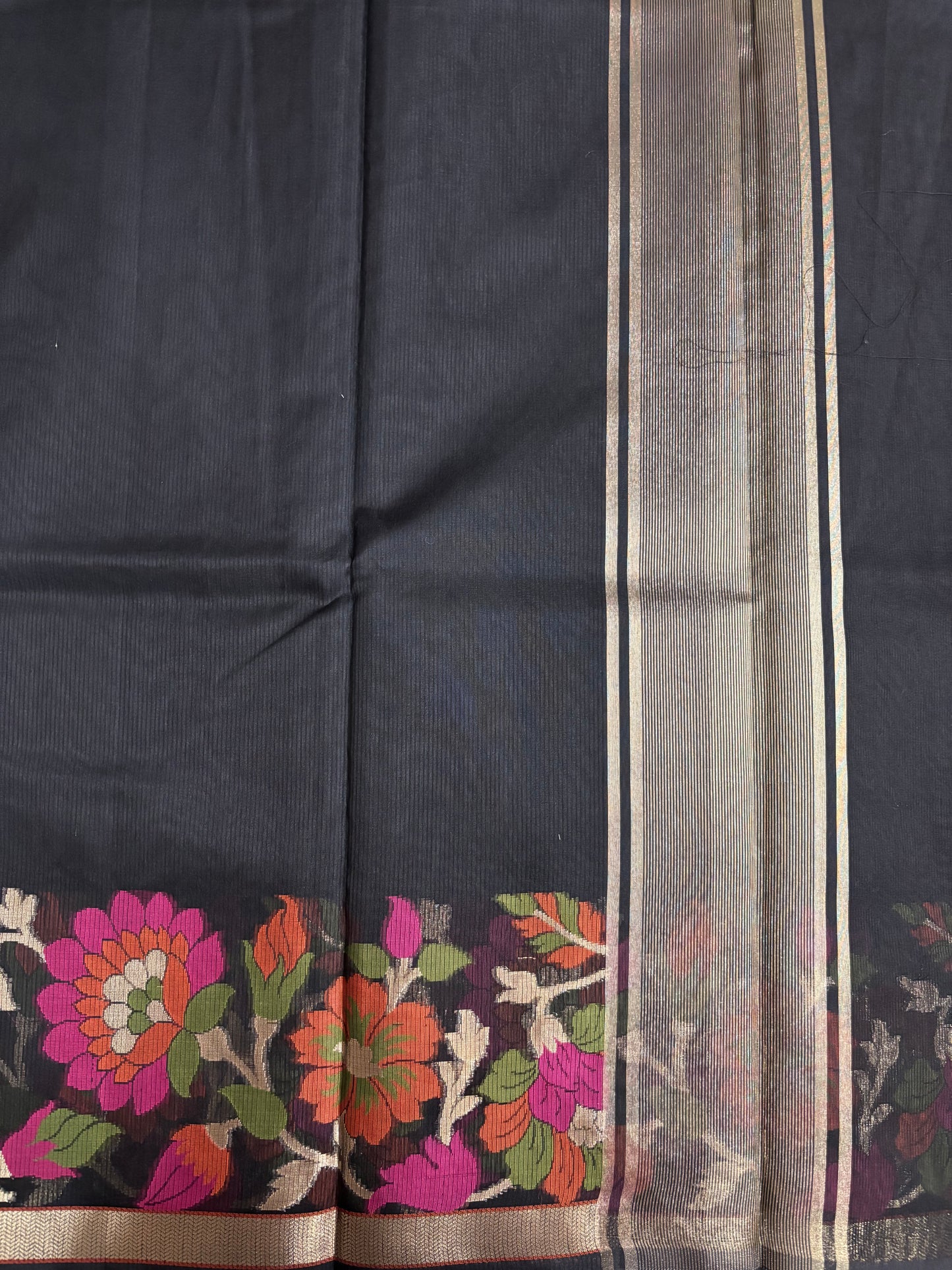 Black Chanderi silk saree