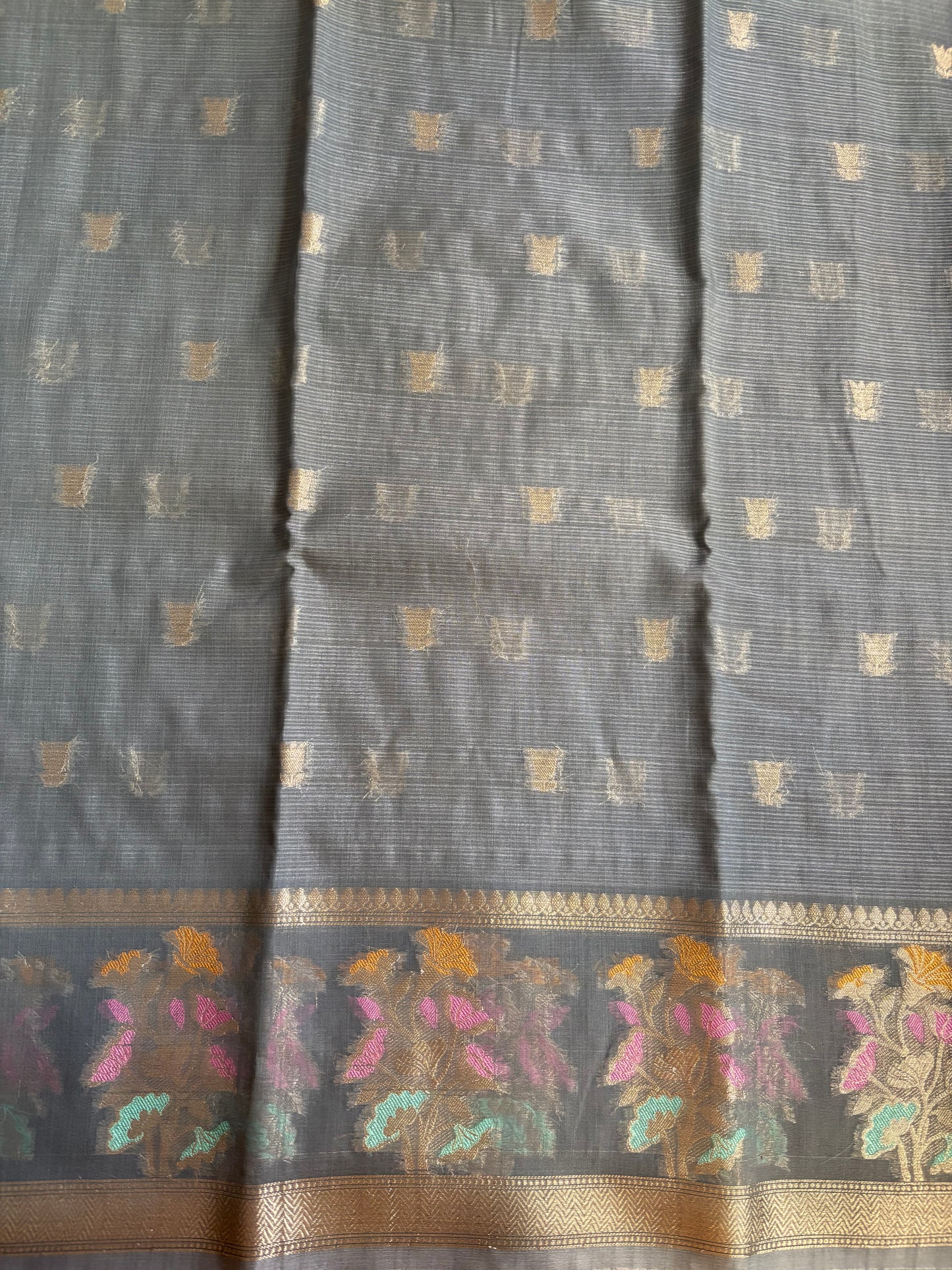 Grey Kora Banaras saree