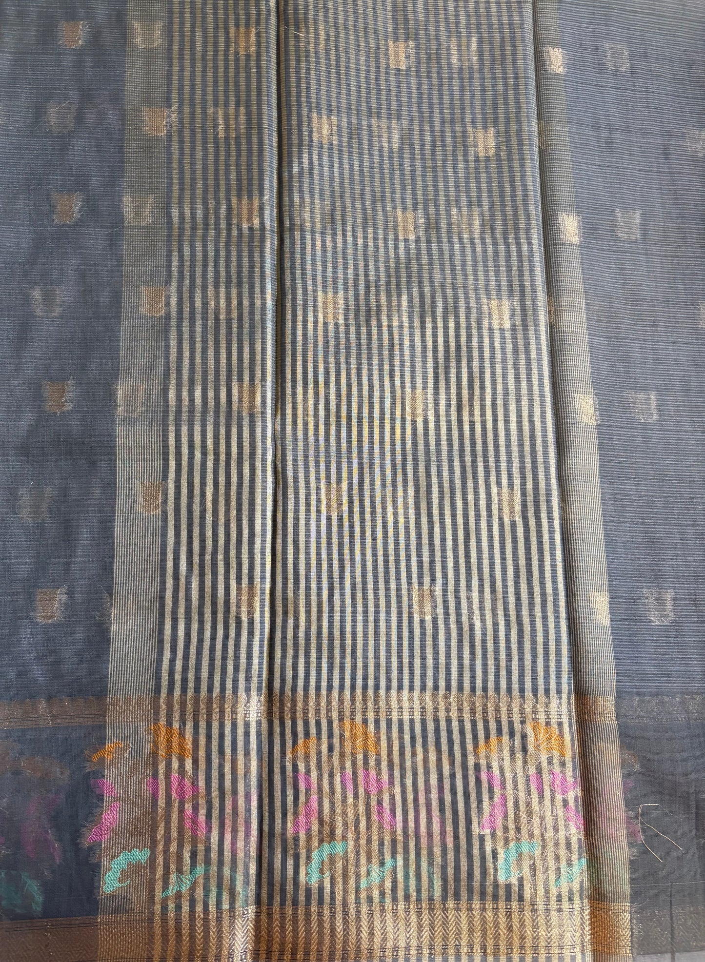 Grey Kora Banaras saree
