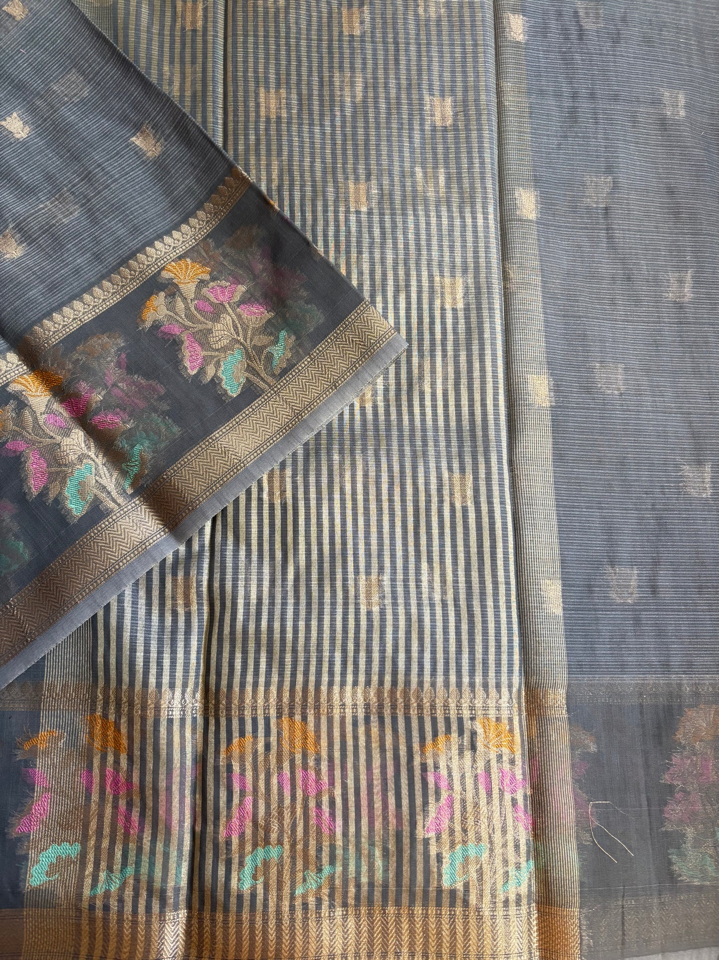 Grey Kora Banaras saree