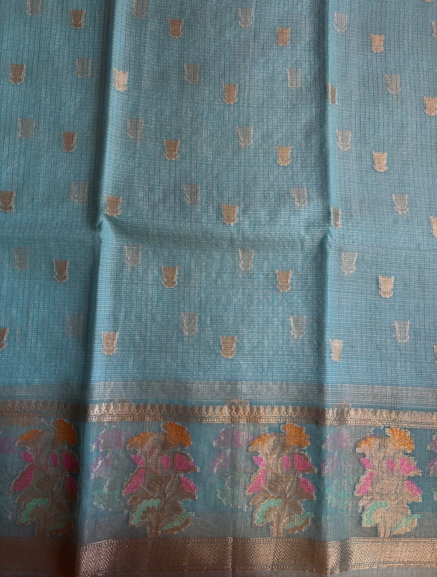 Light blue Kora Banaras saree