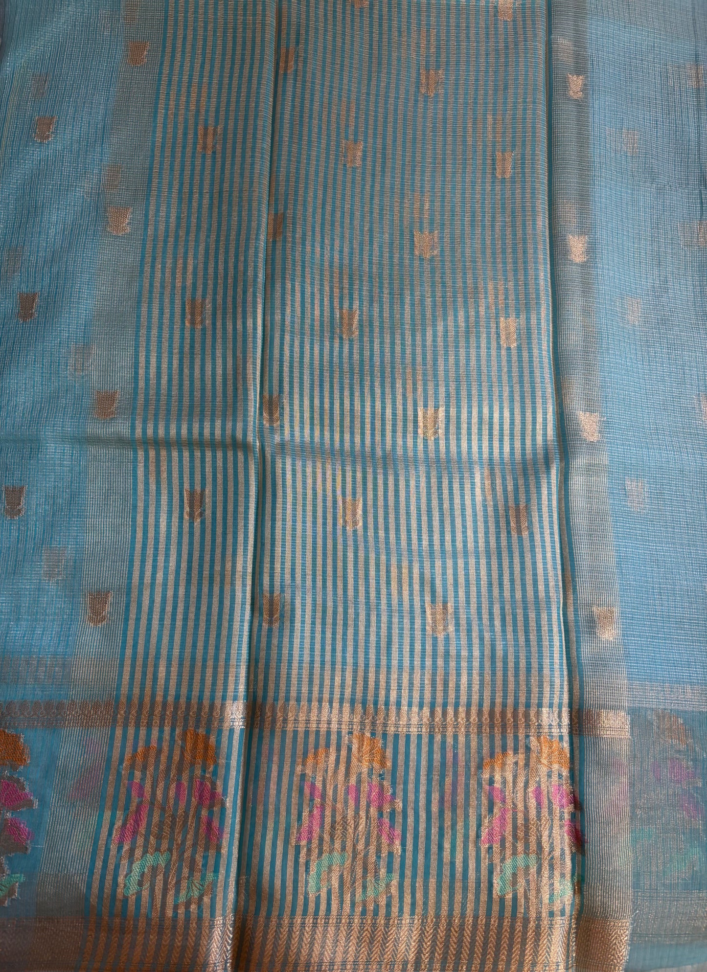 Light blue Kora Banaras saree