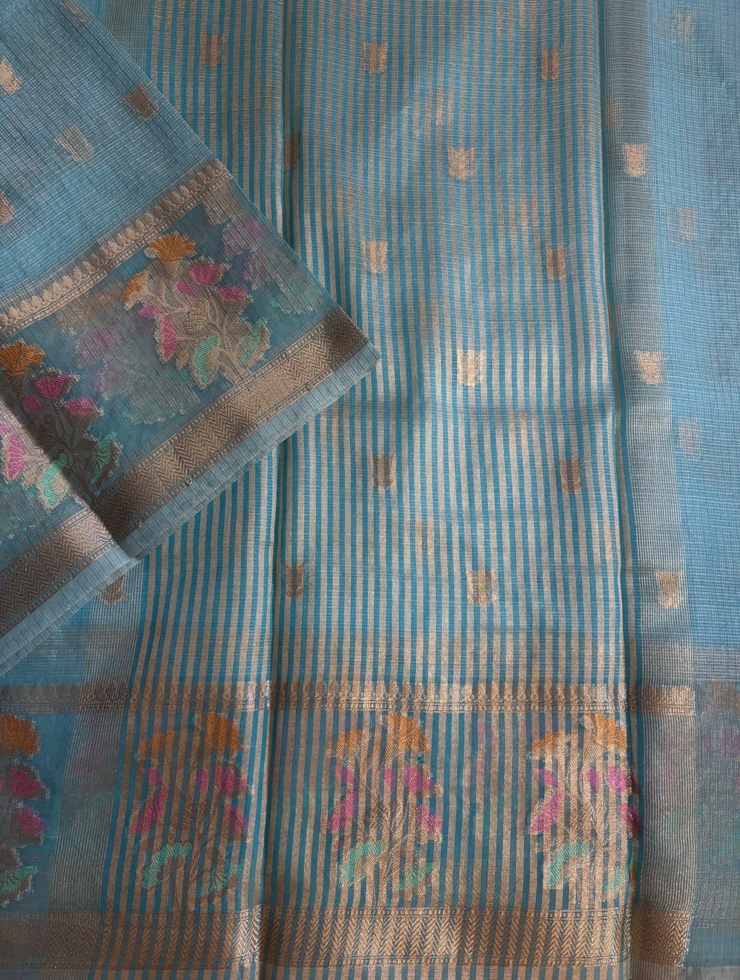 Light blue Kora Banaras saree