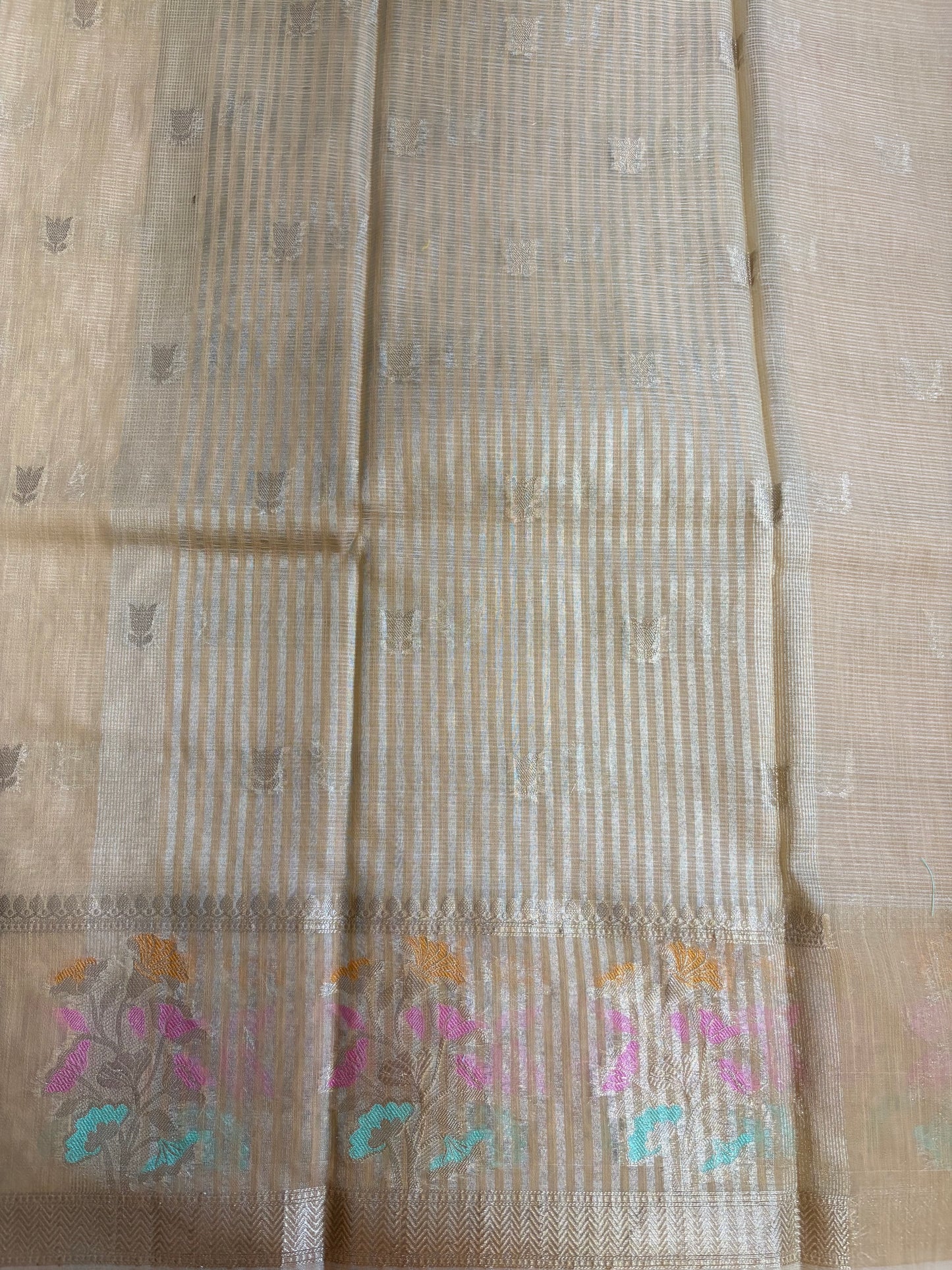 Beige Kora Banaras saree
