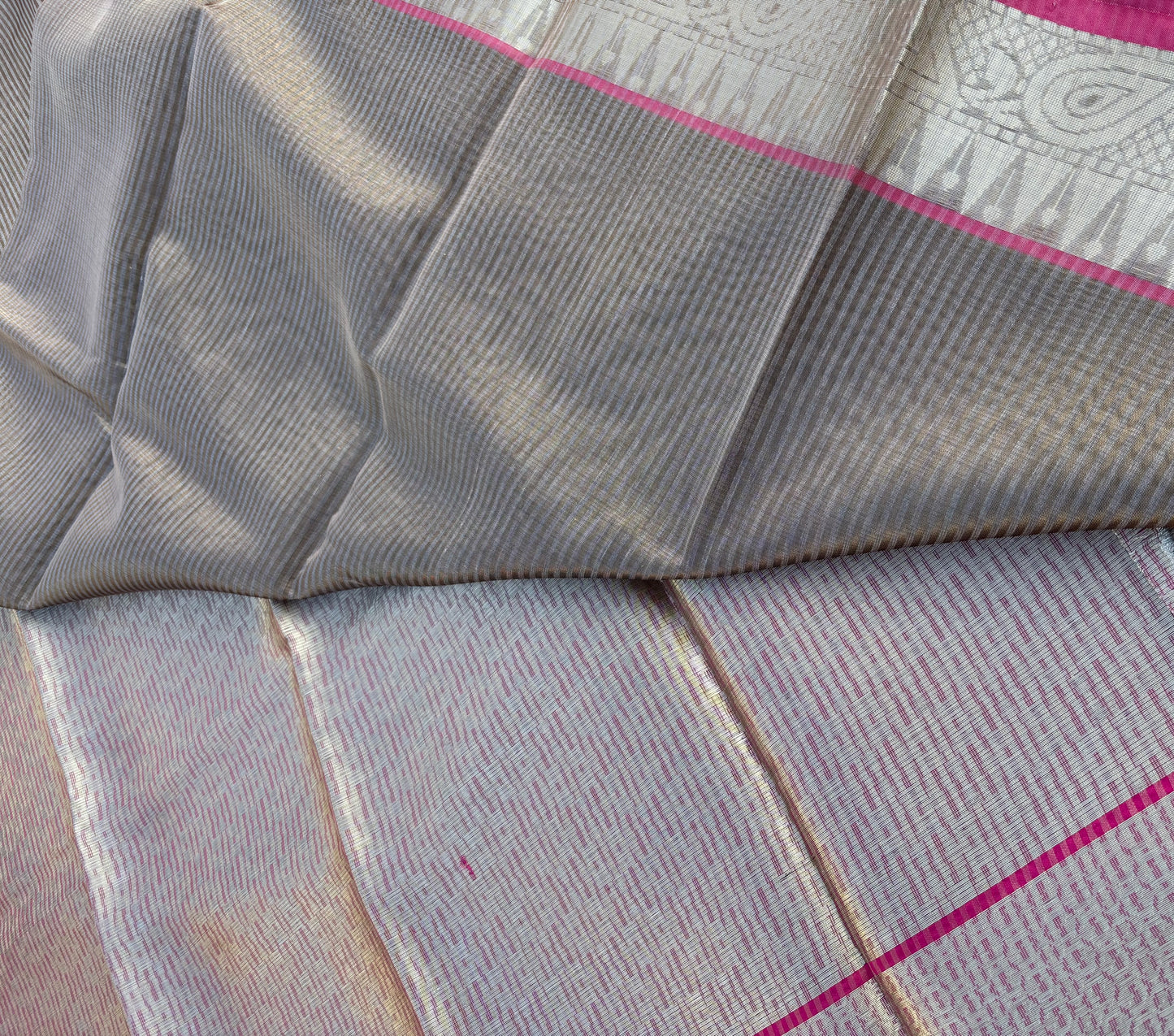 Champagne tissue silk saree