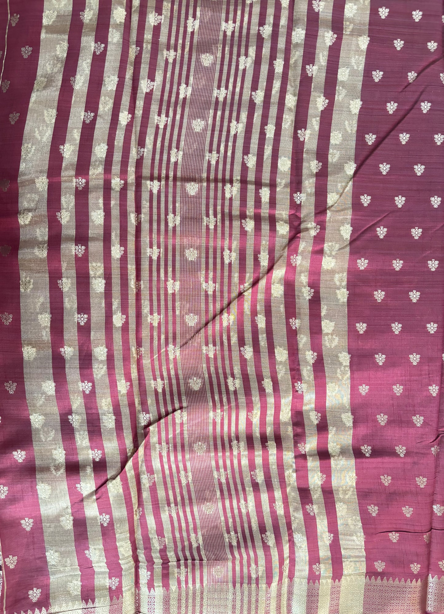 Maroon semi tussar silk saree