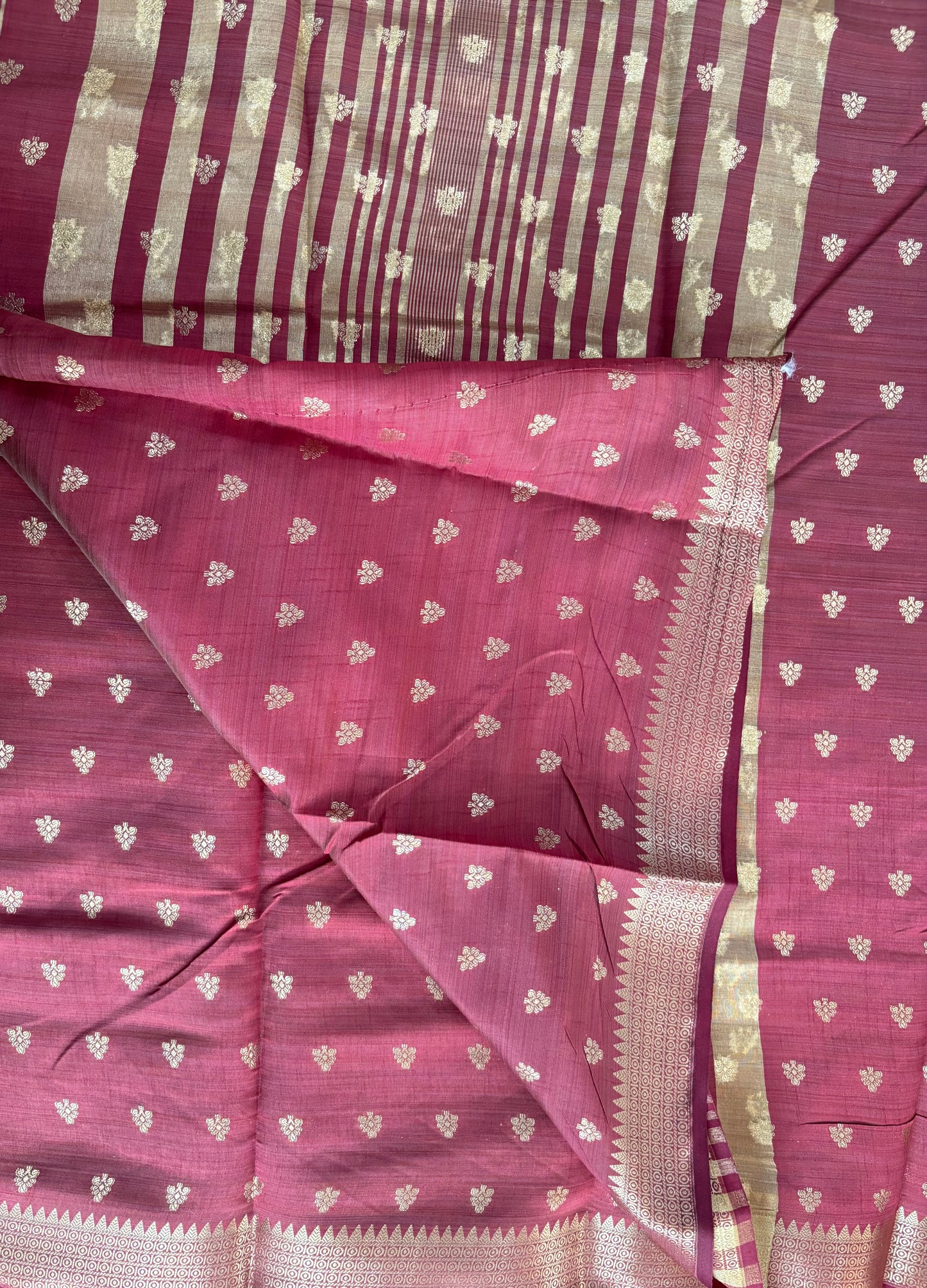 Maroon semi tussar silk saree