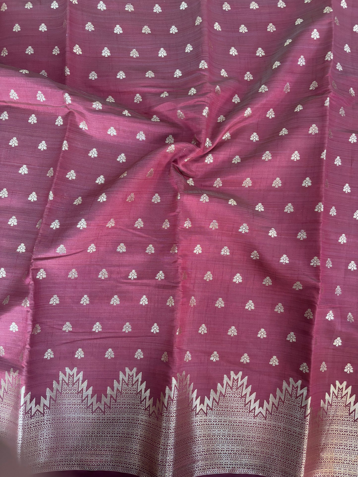 Maroon semi tussar silk saree