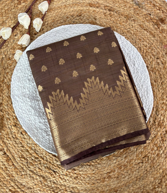 Light brown tussar silk saree