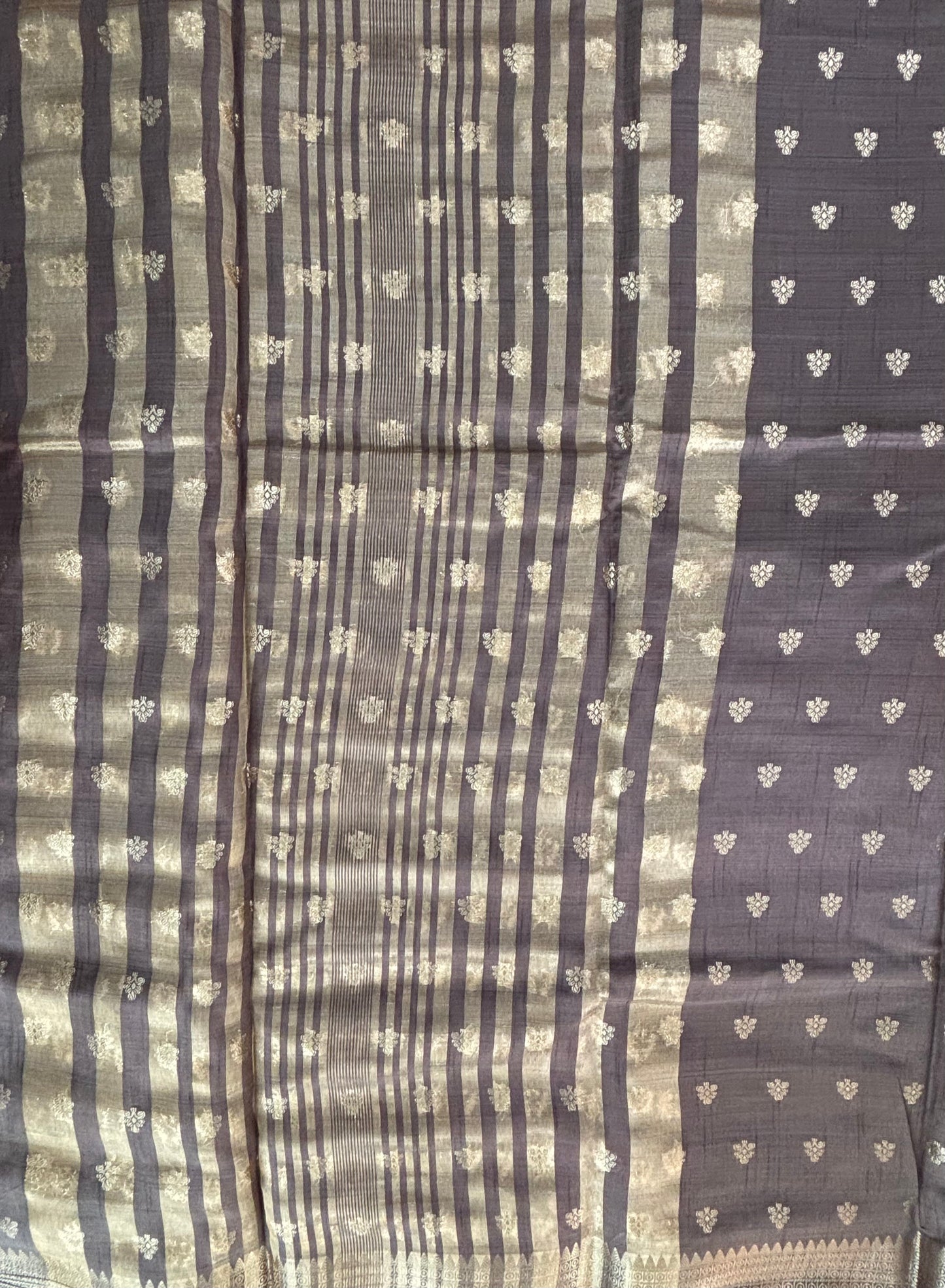 Light brown tussar silk saree