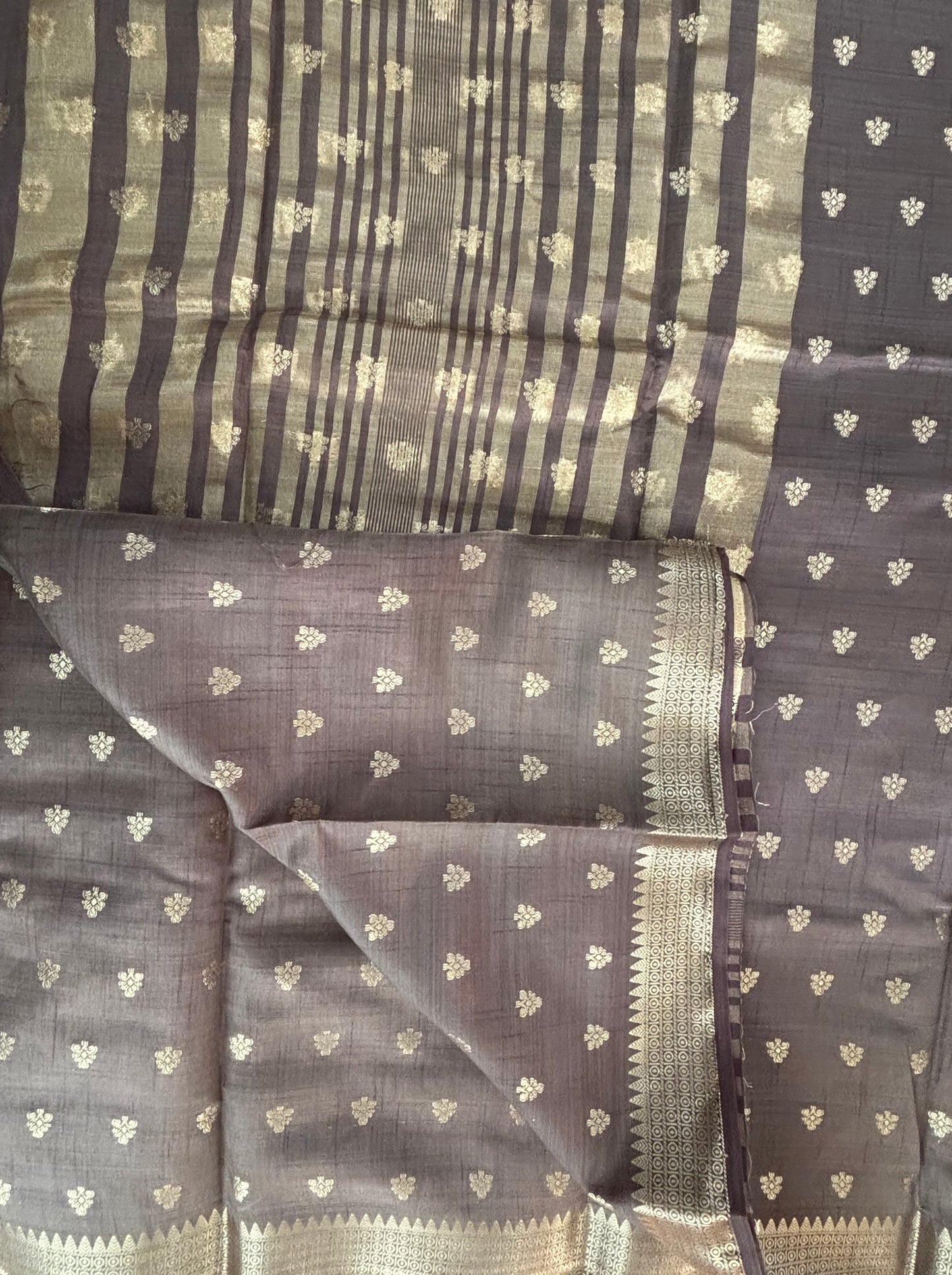 Light brown tussar silk saree