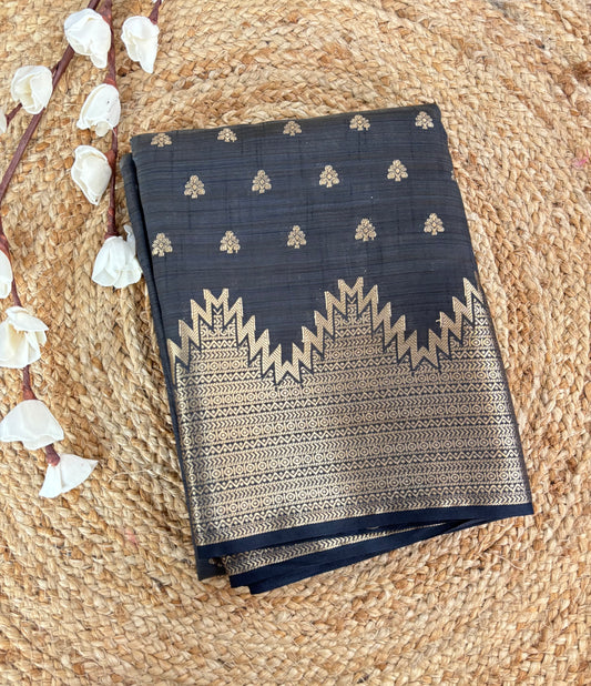 Elephant grey semi tussar silk saree