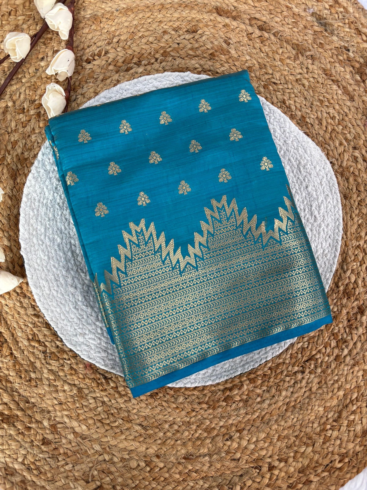 Ananda blue semi tussar silk saree