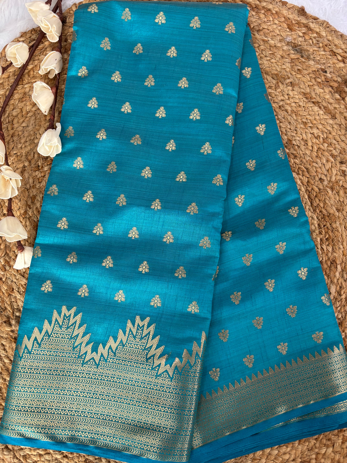 Ananda blue semi tussar silk saree