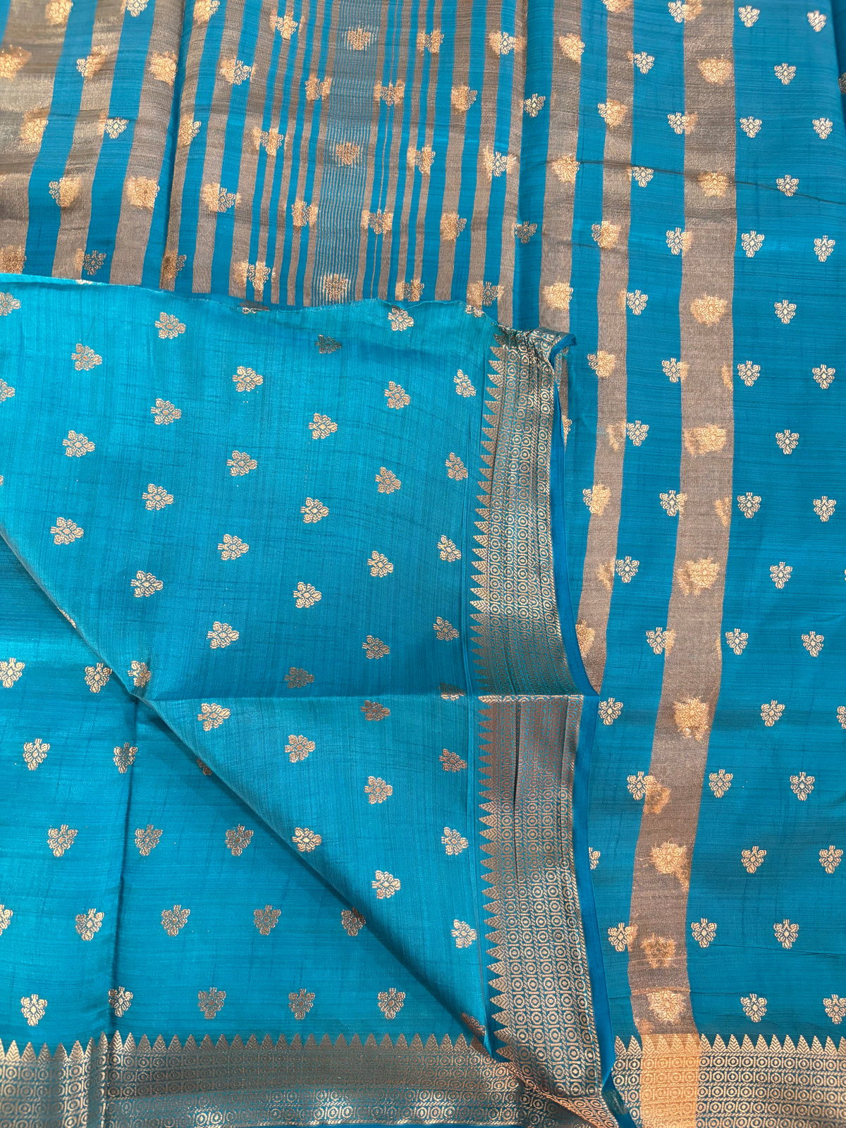 Ananda blue semi tussar silk saree