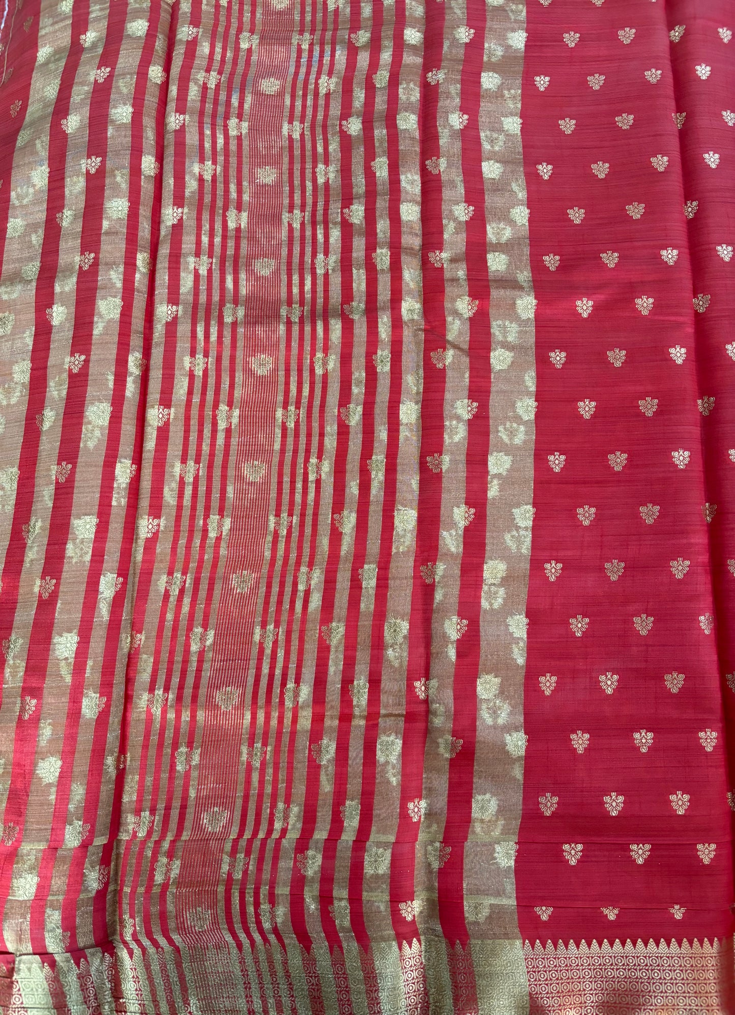 Reddish orange semi tussar silk saree