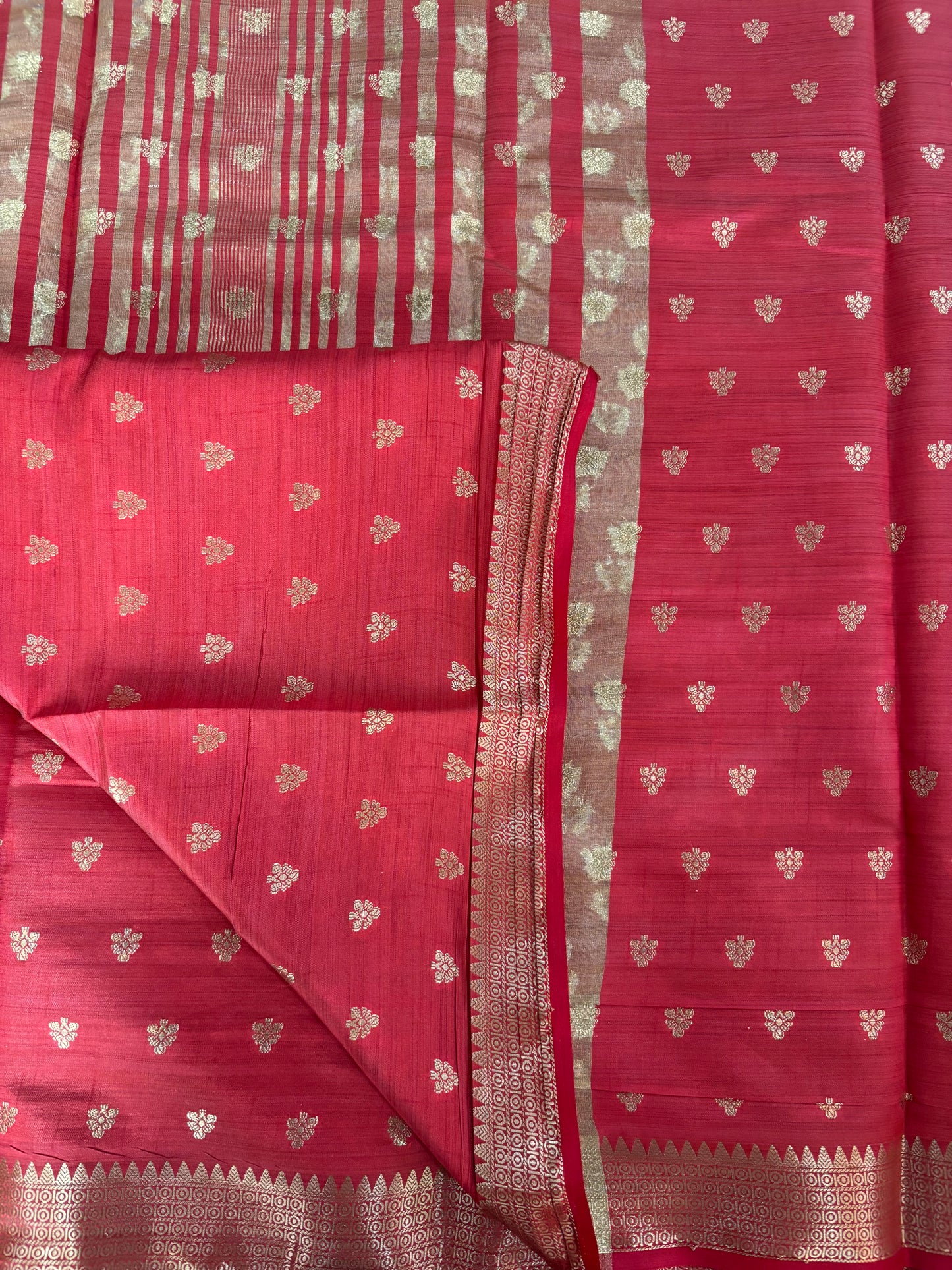 Reddish orange semi tussar silk saree