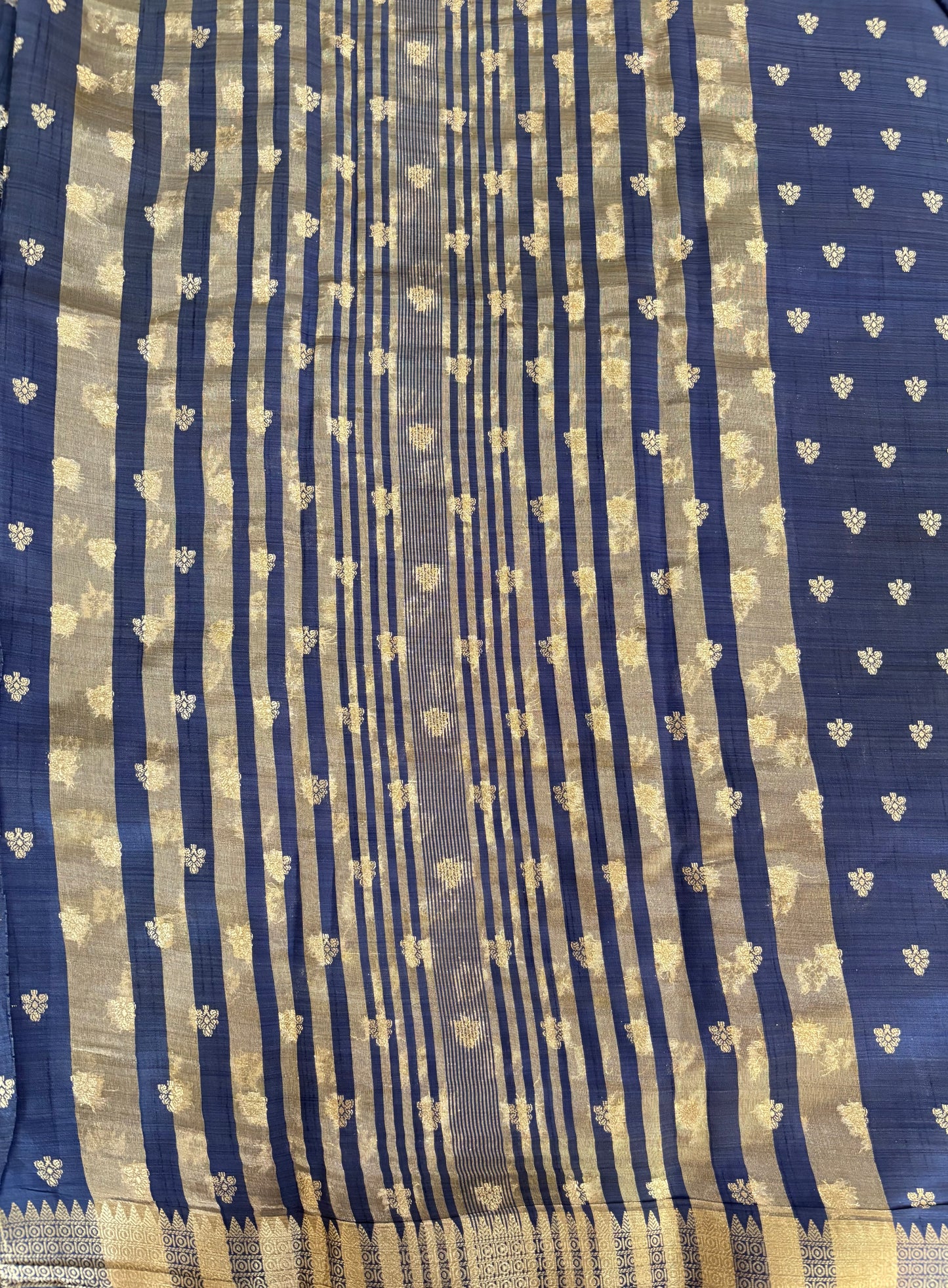 Midnight blue semi tussar silk saree