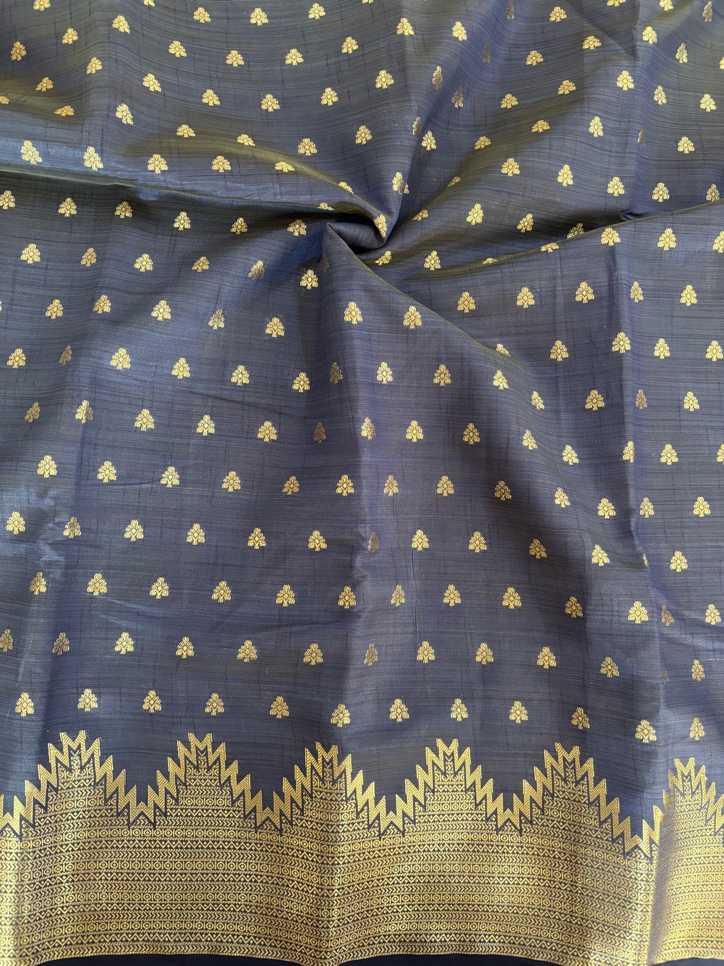 Midnight blue semi tussar silk saree