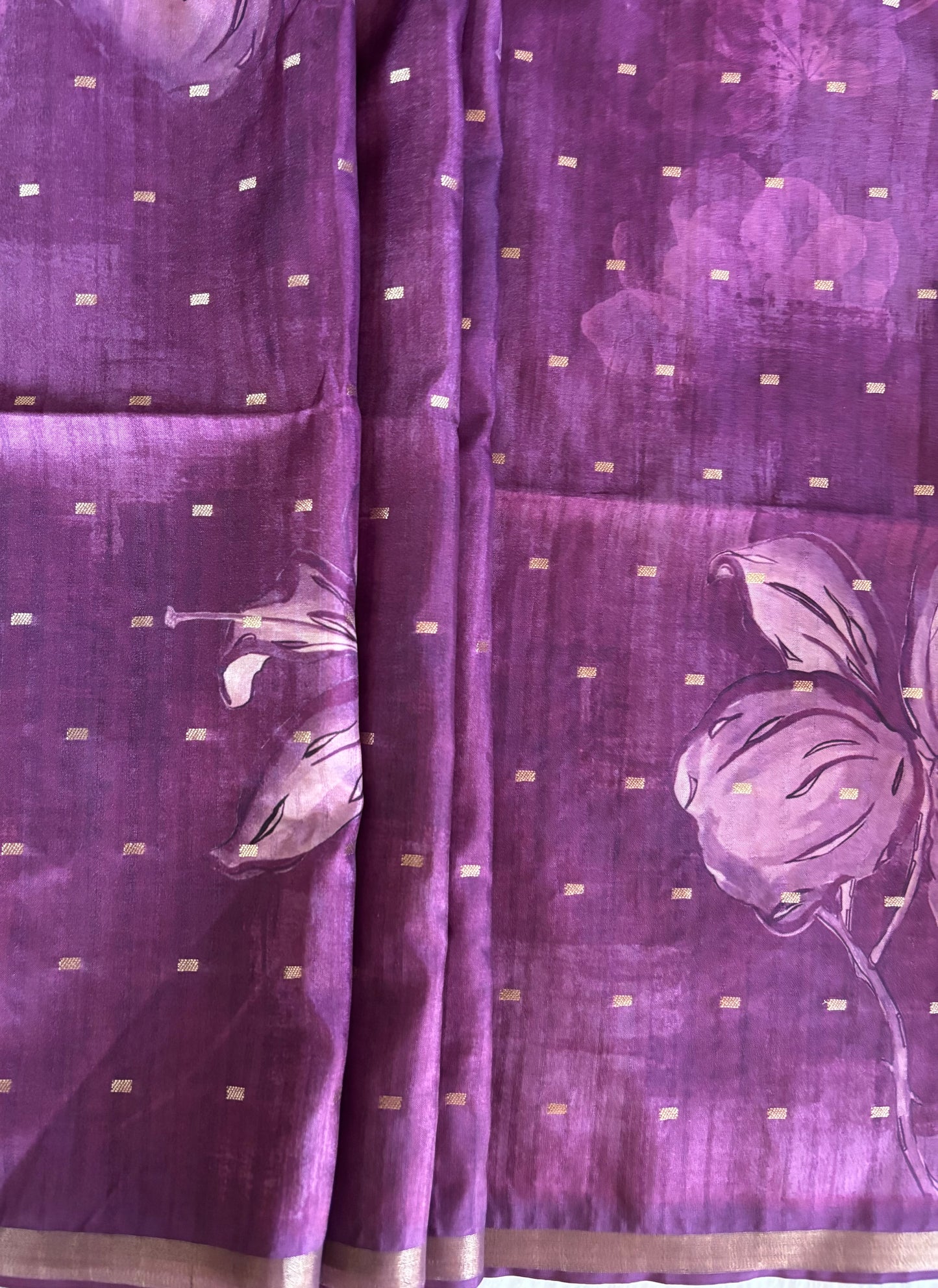 Purple semi tussar silk saree