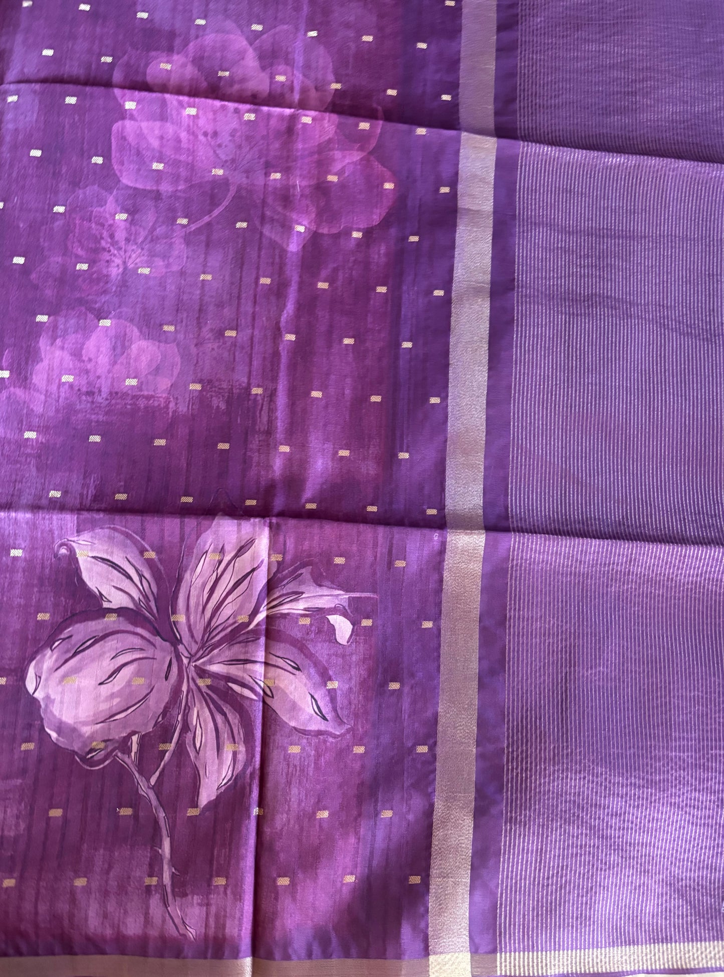 Purple semi tussar silk saree