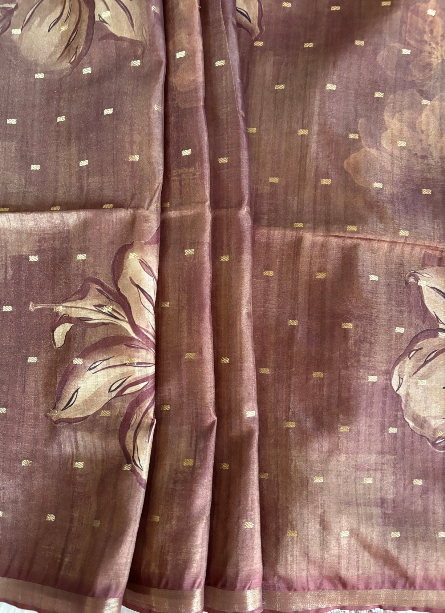 Brown semi tussar silk saree