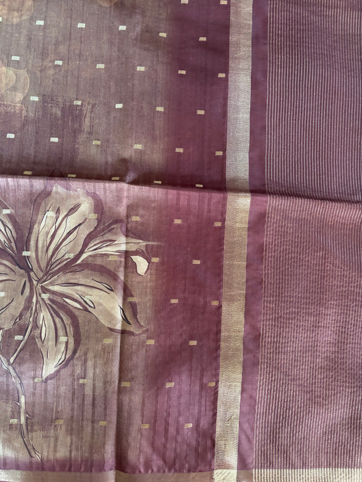Brown semi tussar silk saree