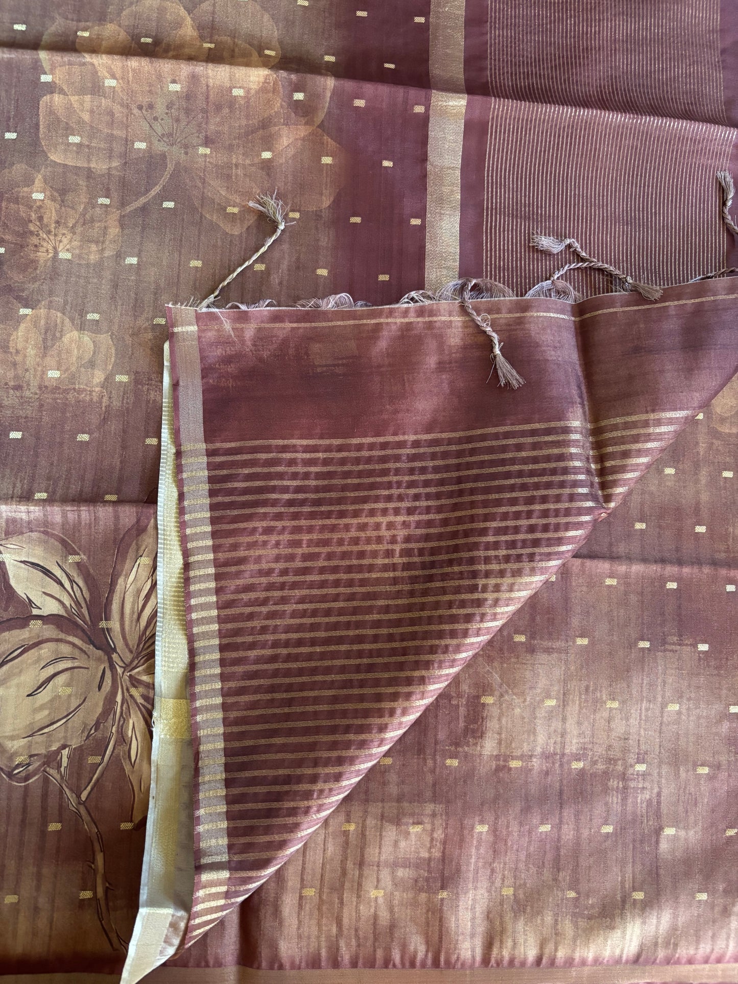 Brown semi tussar silk saree