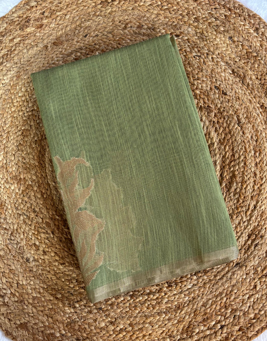 Mint green paper silk saree