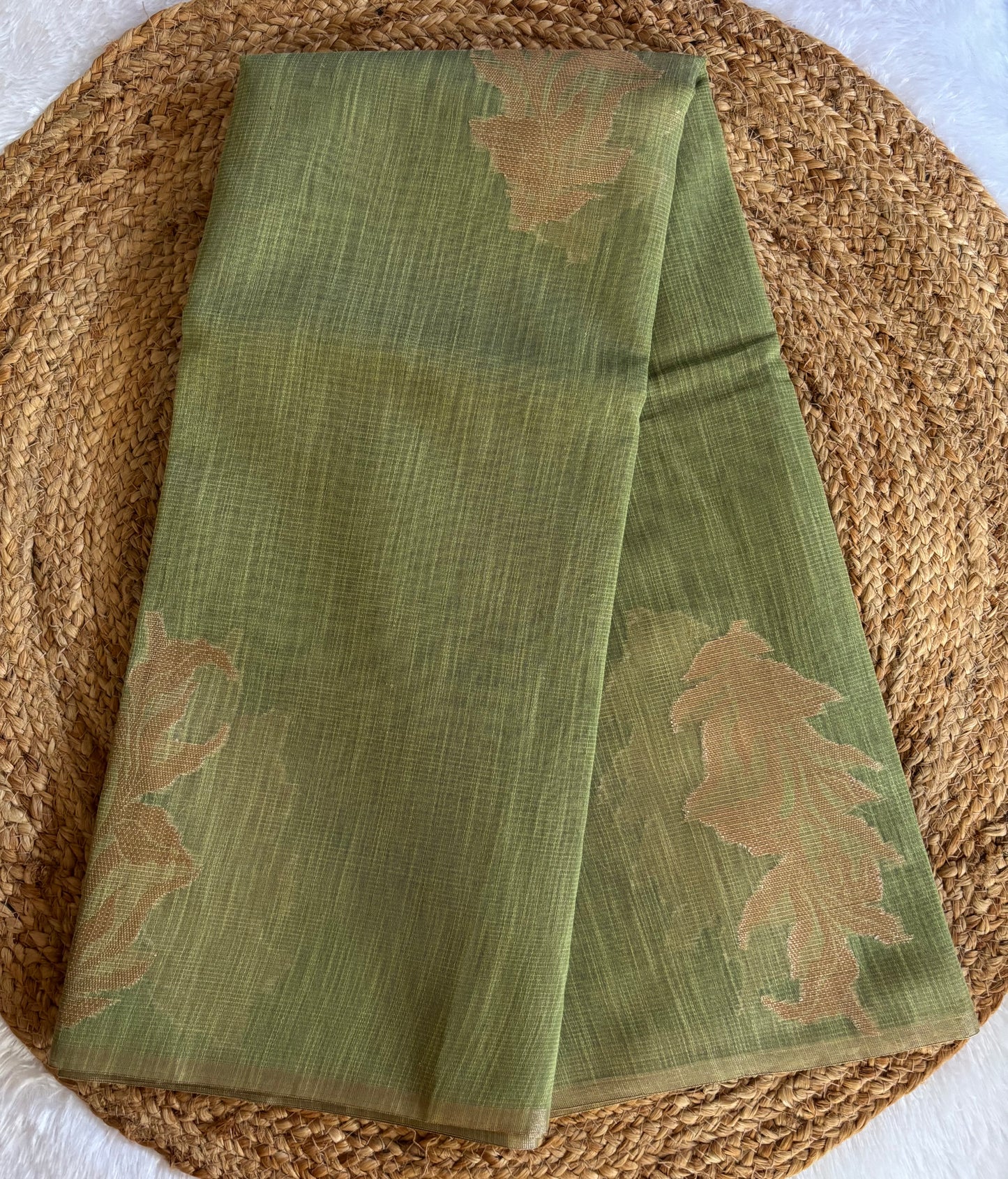 Mint green paper silk saree