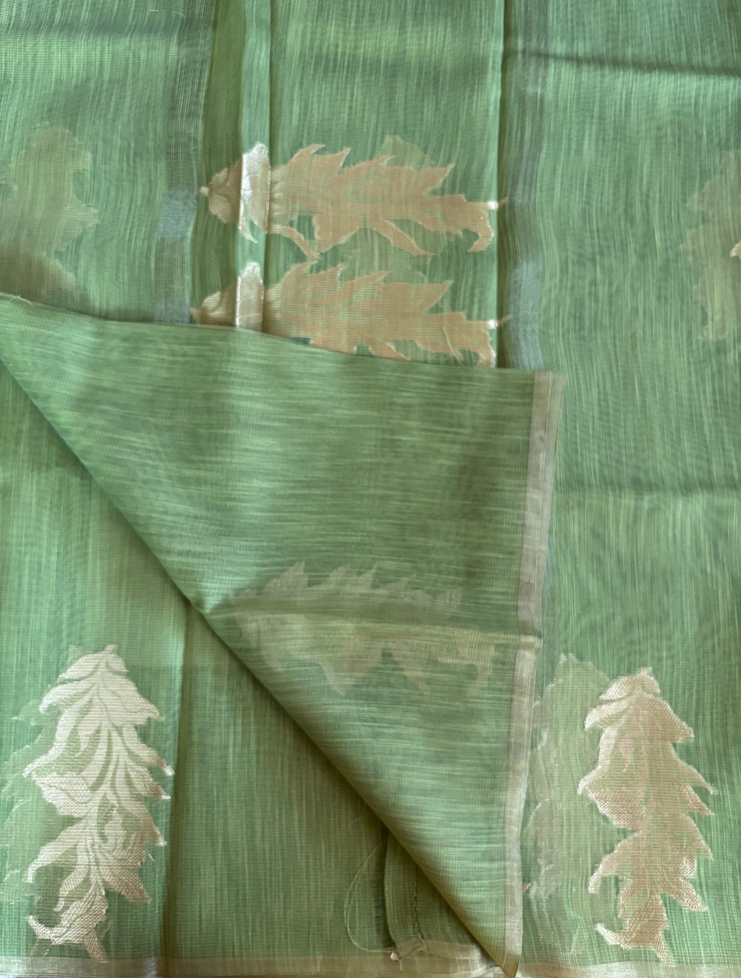 Mint green paper silk saree