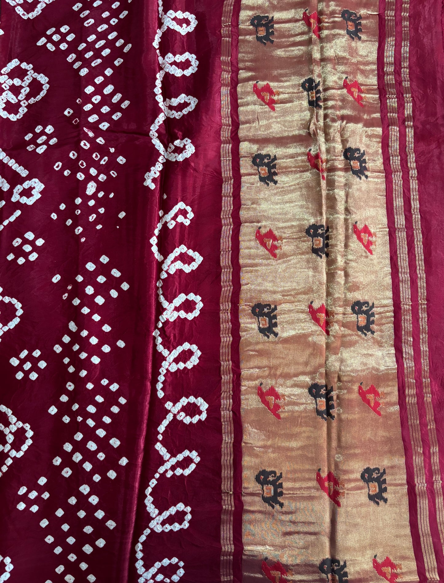 Maroon Bandhini saree