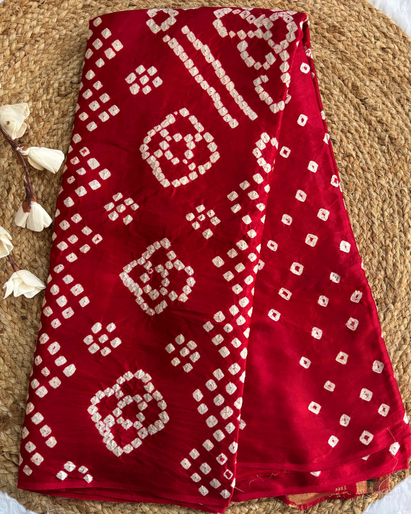 Brick red Bandhini saree